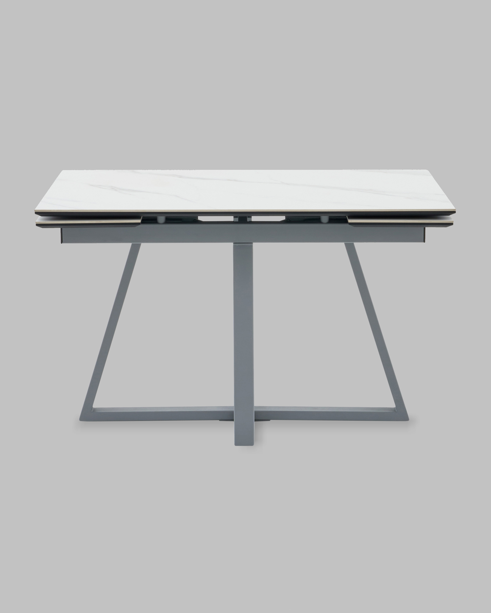 Стол Керас 120-180/80/75 столешница МДФ16/керамика Snow white подстолье металл серый — изображение 3