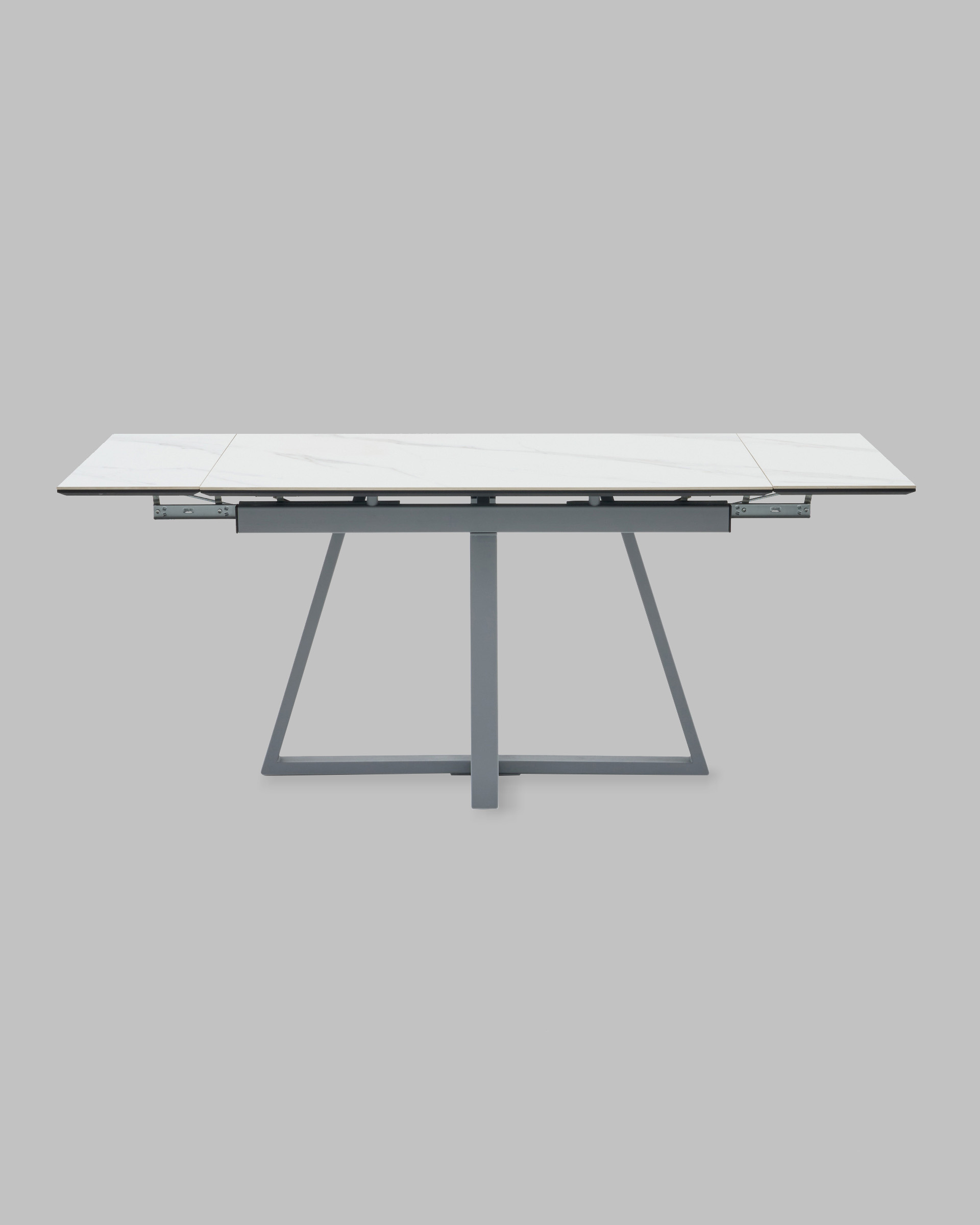 Стол Керас 120-180/80/75 столешница МДФ16/керамика Snow white подстолье металл серый — изображение 4