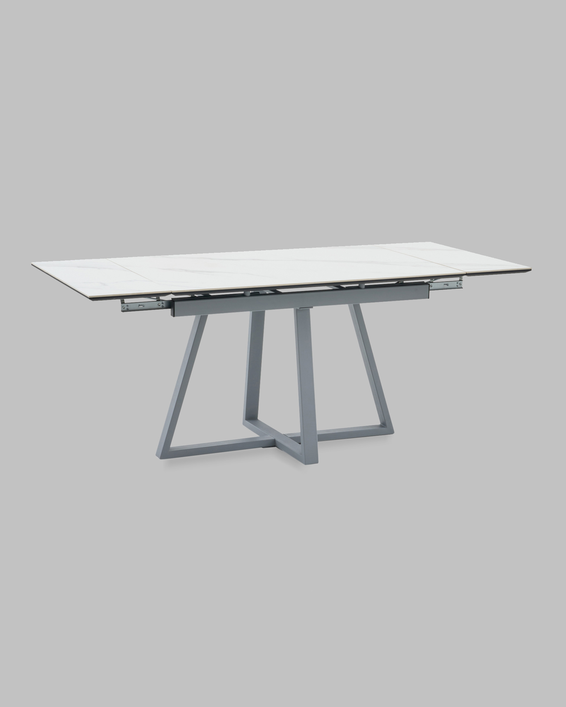 Стол Керас 120-180/80/75 столешница МДФ16/керамика Snow white подстолье металл серый — изображение 5