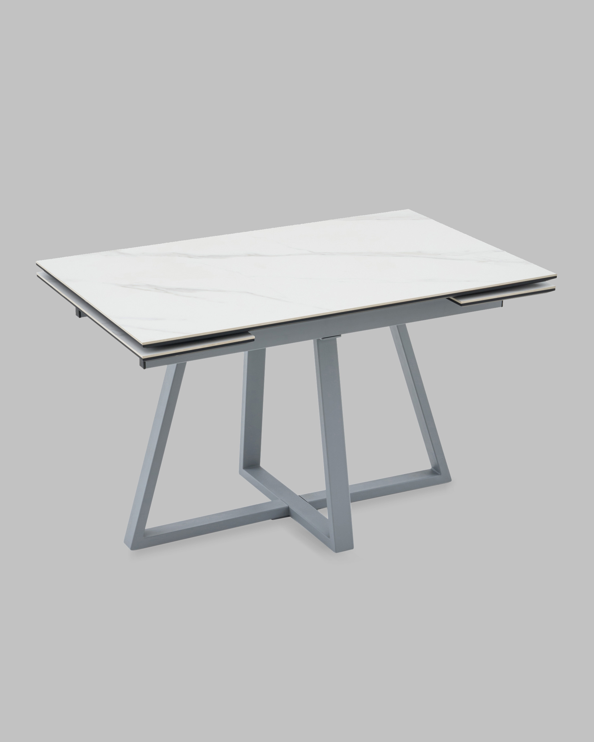 Стол Керас 120-180/80/75 столешница МДФ16/керамика Snow white подстолье металл серый — изображение 6