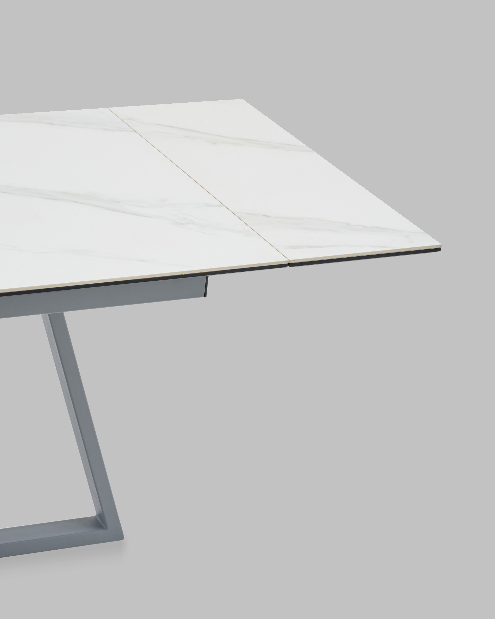 Стол Керас 120-180/80/75 столешница МДФ16/керамика Snow white подстолье металл серый — изображение 8