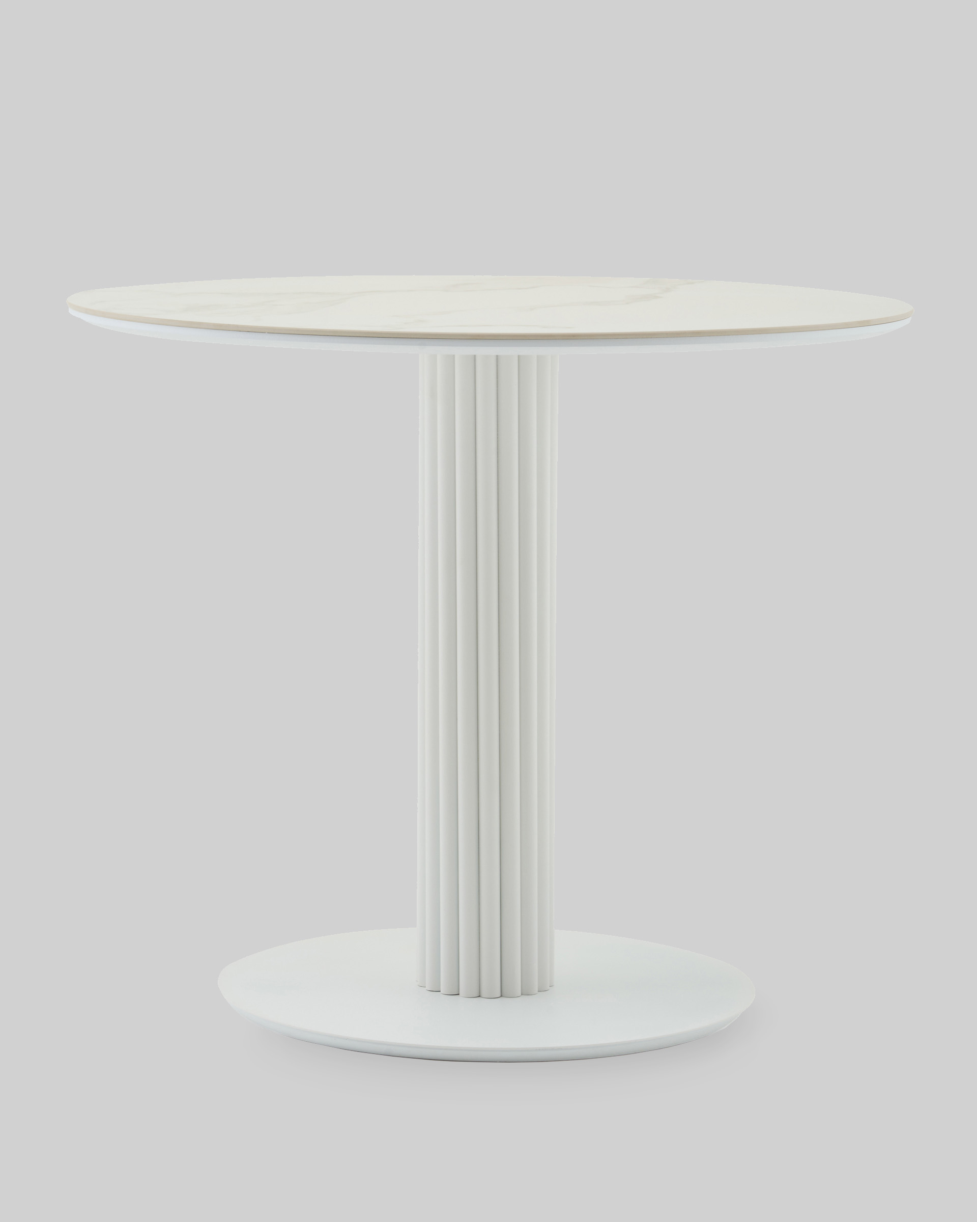 Стол круглый Терралино D90 верх керамика белый матовый, основание металл белый — изображение 2