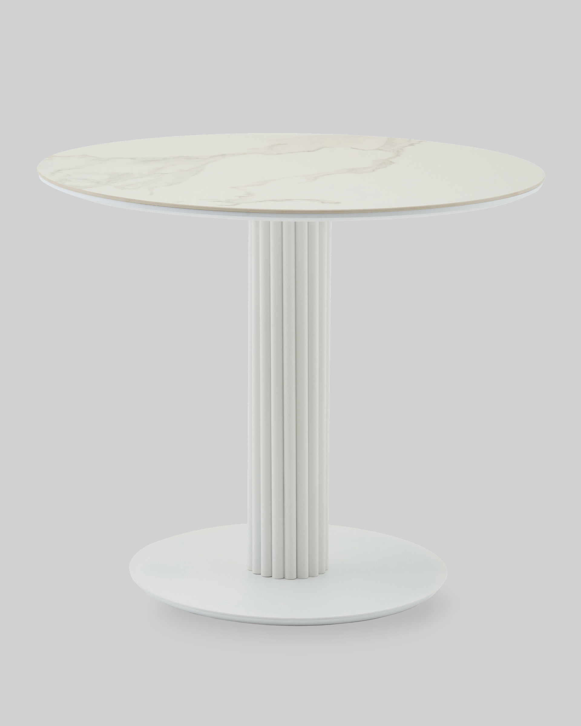 Стол круглый Терралино D90 верх керамика белый матовый, основание металл белый — изображение 3