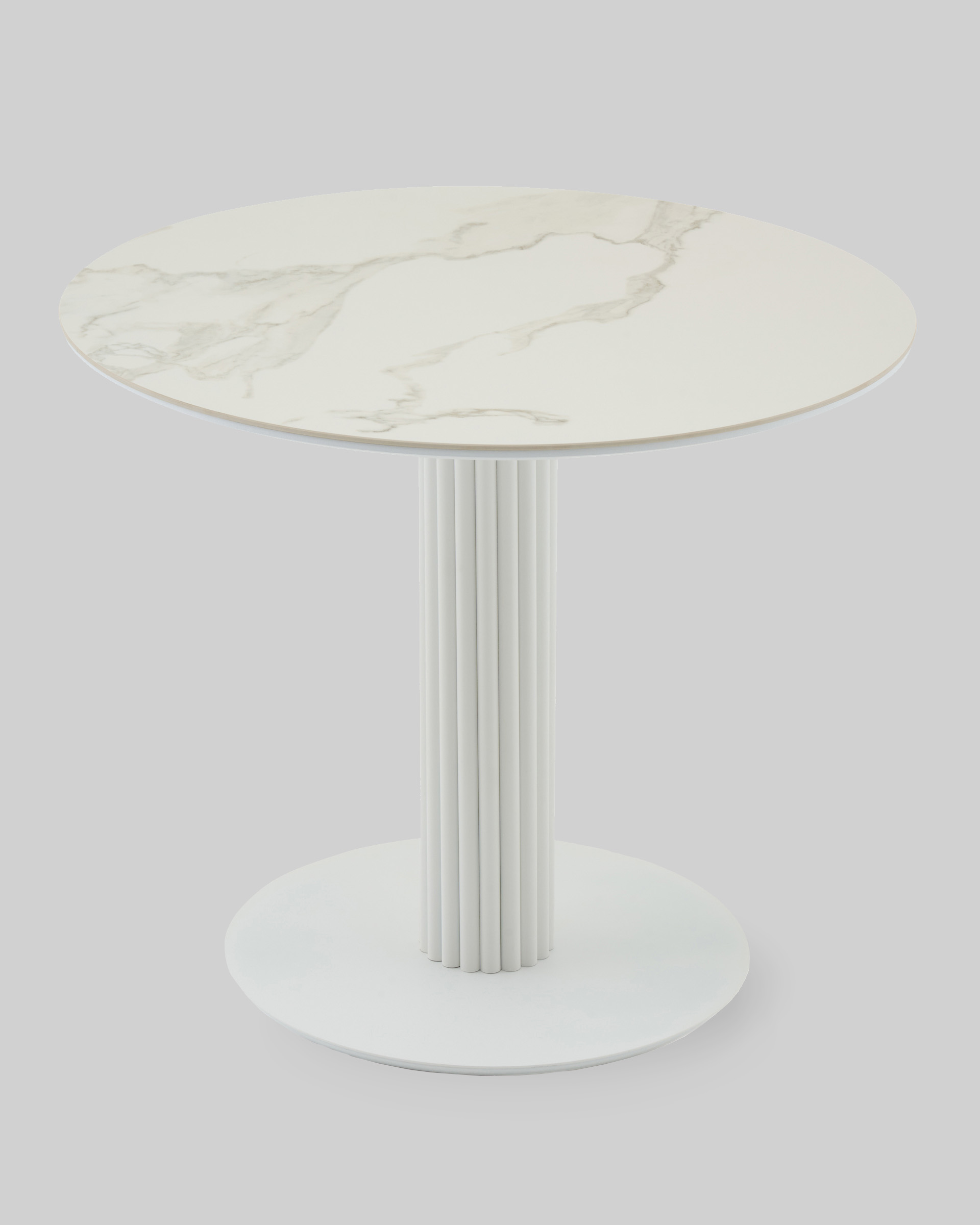 Стол круглый Терралино D90 верх керамика белый матовый, основание металл белый — изображение 4