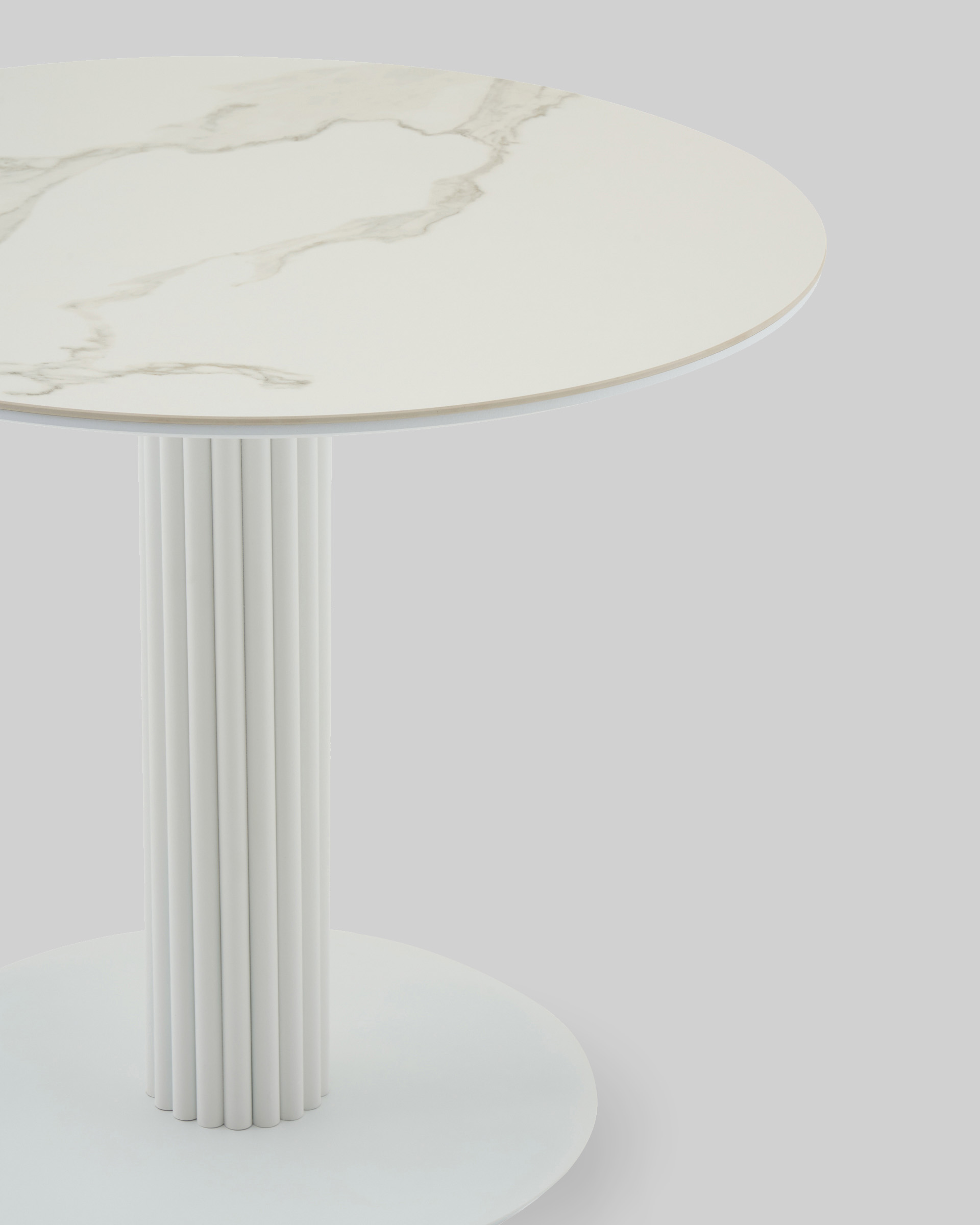 Стол круглый Терралино D90 верх керамика белый матовый, основание металл белый — изображение 5