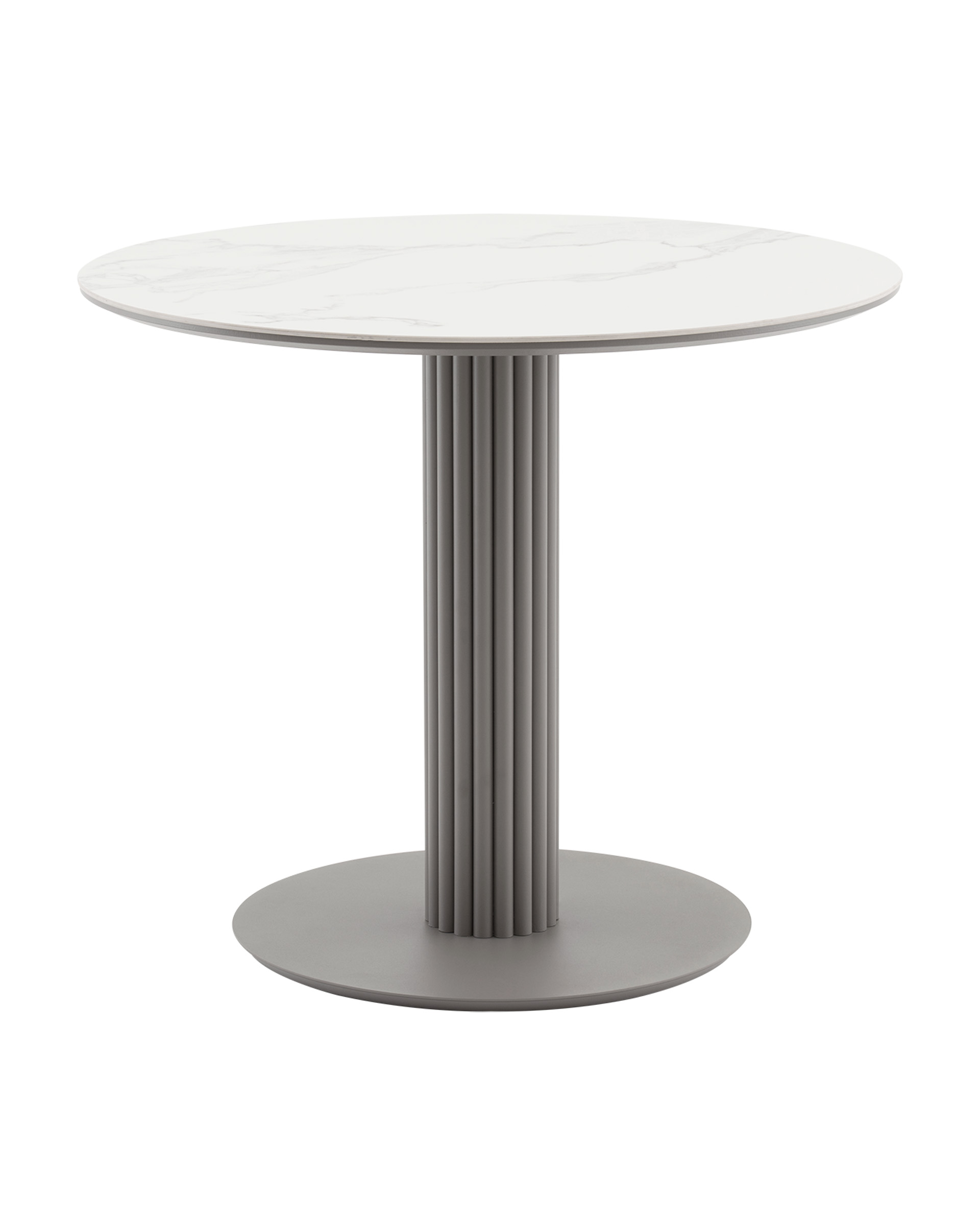 Стол круглый Терралино D90 верх керамика белый матовый, основание металл латте