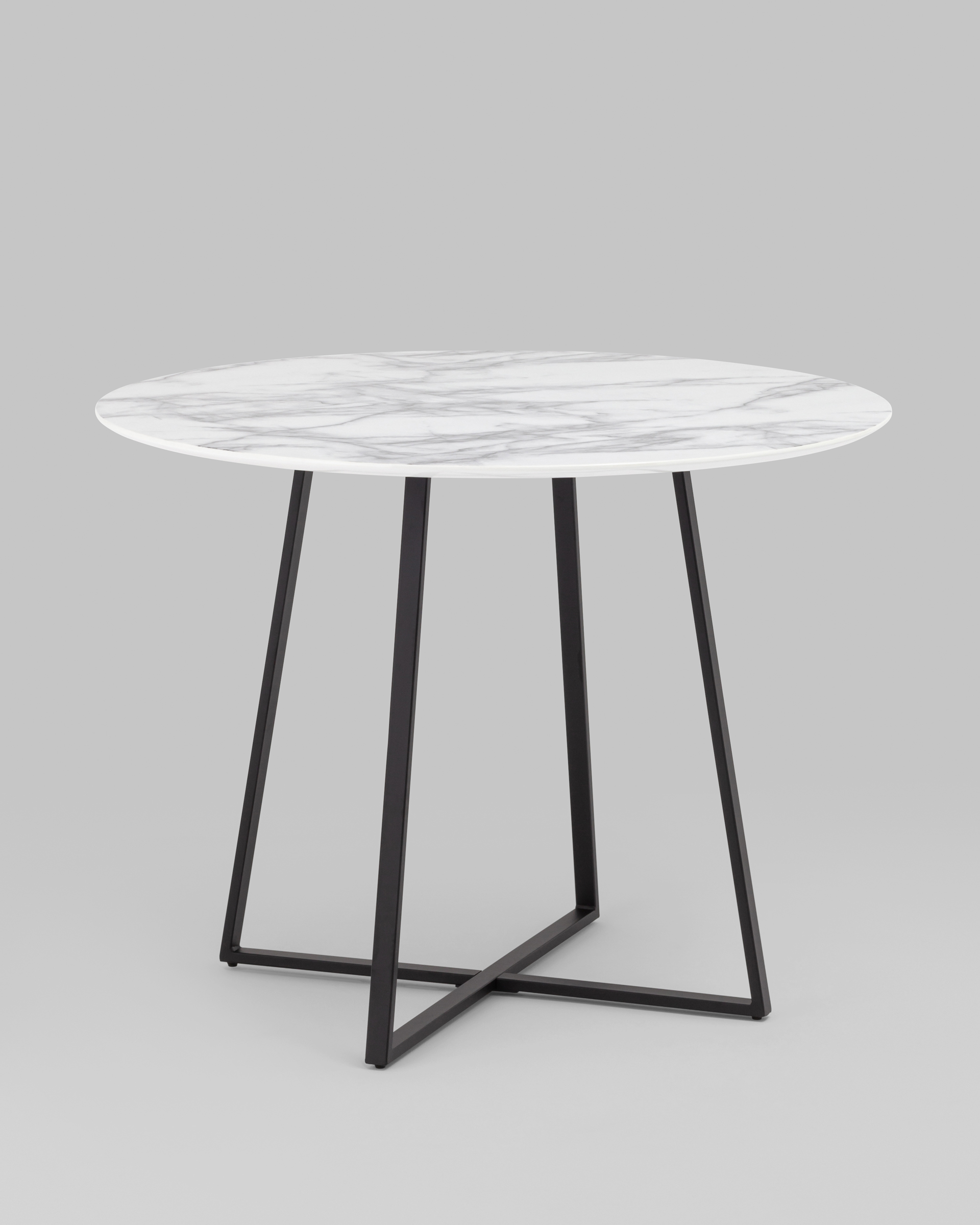 Стол обеденный Дакота 100*100 белый мрамор ножки черные — изображение 2