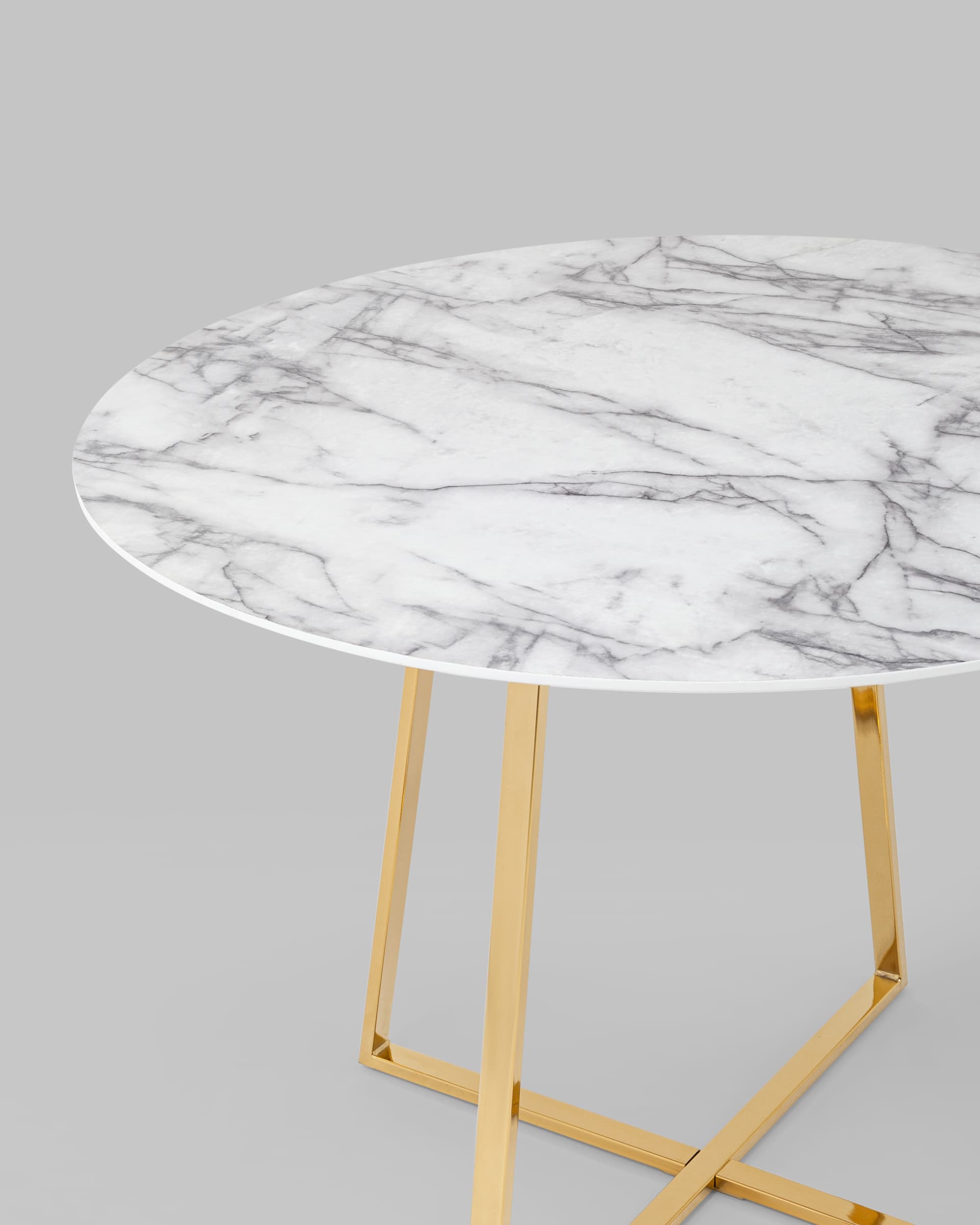 Стол обеденный Дакота 100*100 белый мрамор ножки золото — изображение 9