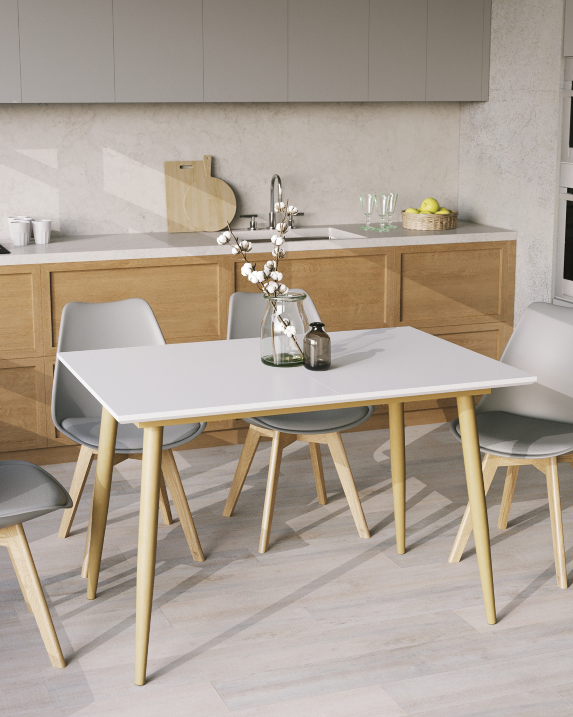 Стол обеденный Стокгольм раскладной 120-160*80 белый — изображение 3