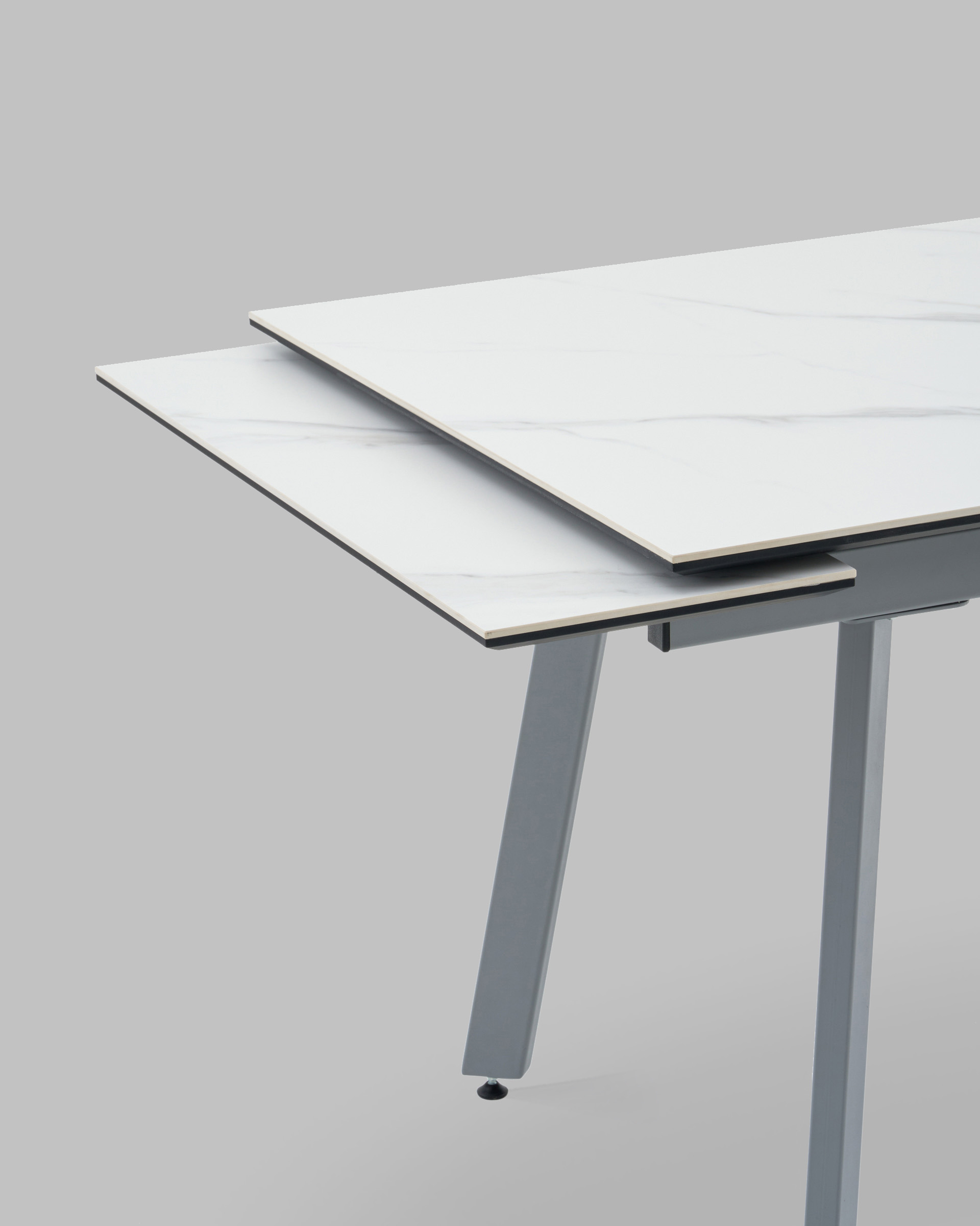 Стол Тайл 140-200/85/75 столешница Snow white подстолье металл серый — изображение 7