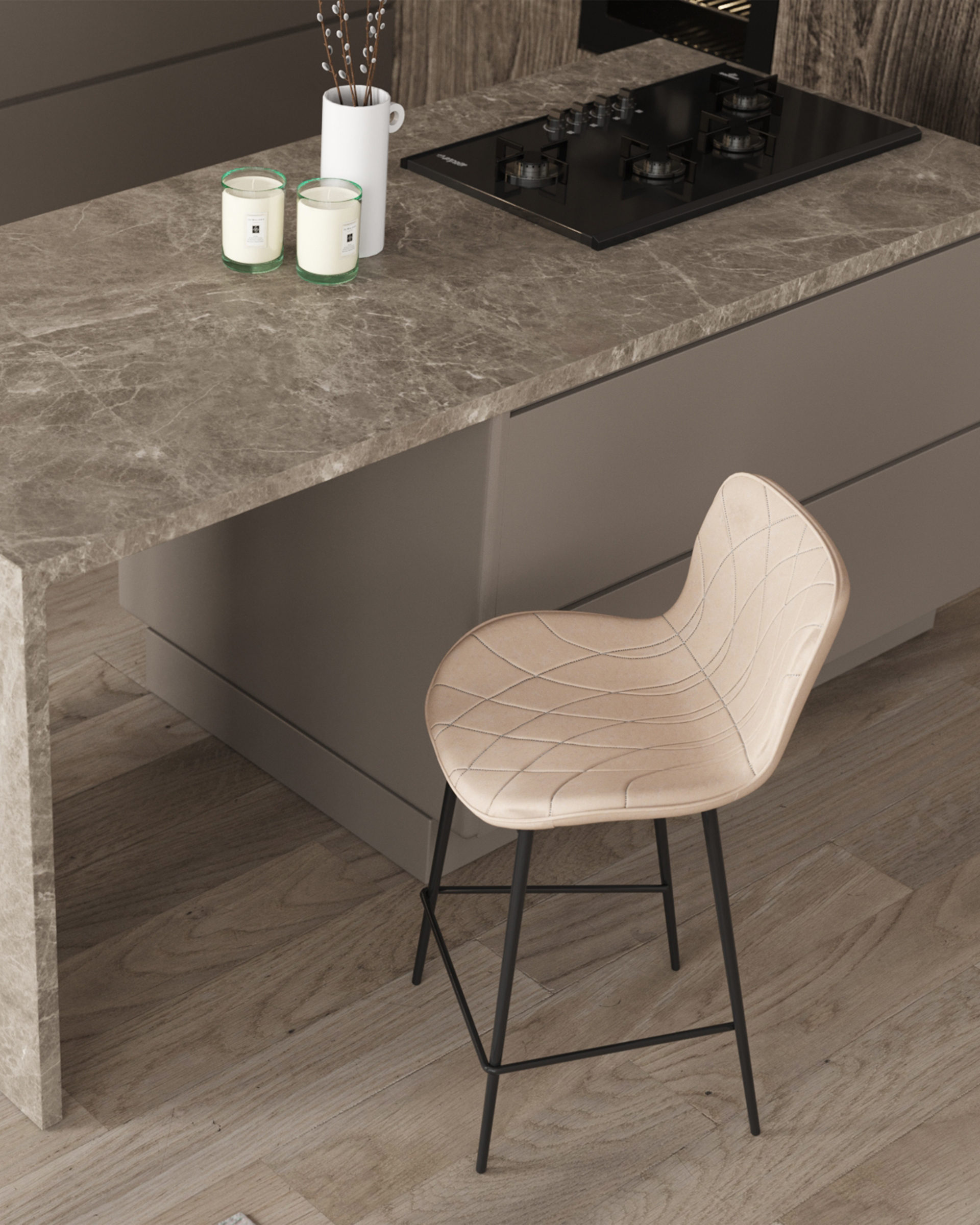 Стул полубарный Vault экокожа светло-серый — изображение 3