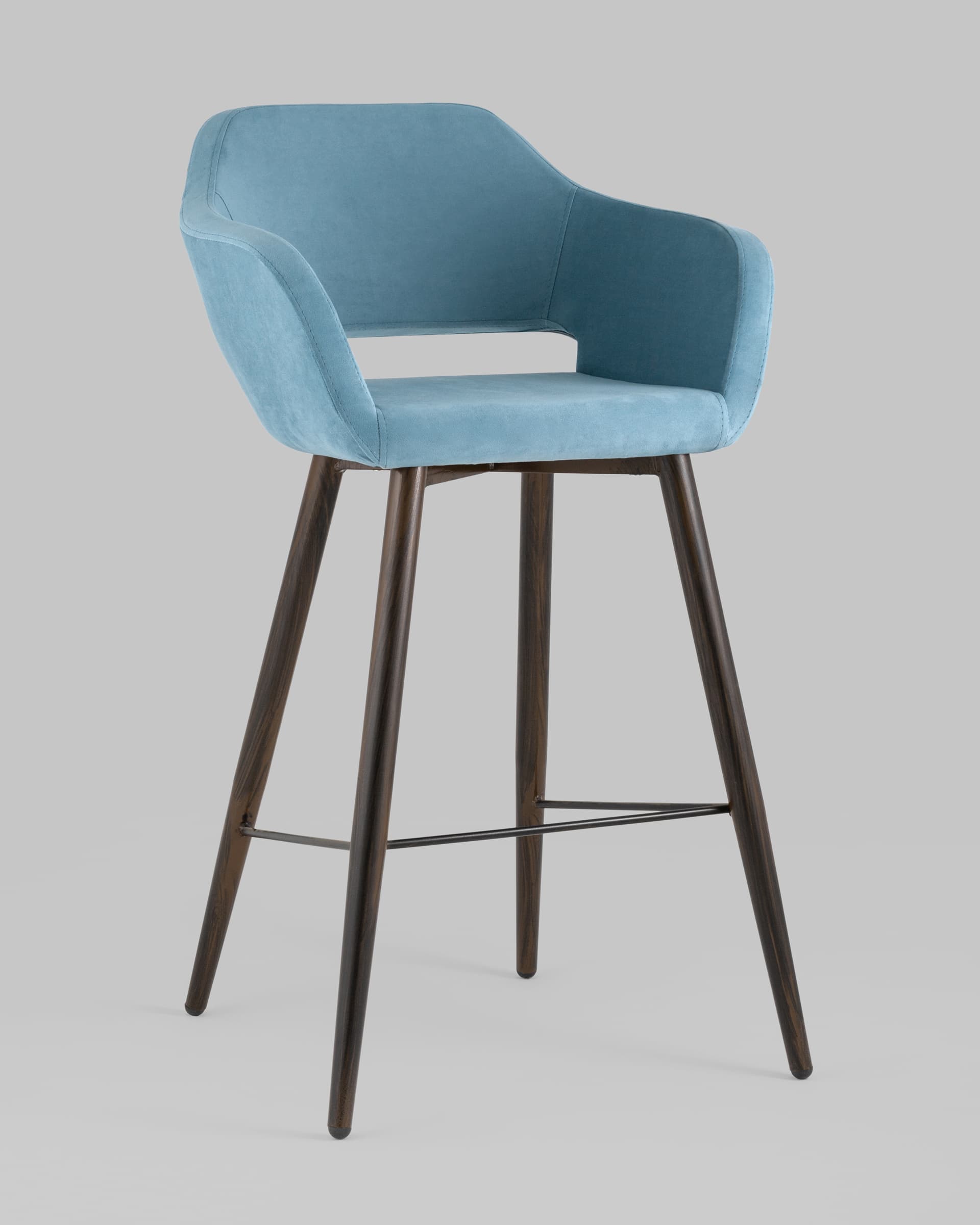 Стул барный Саймон велюр пыльно-голубой — изображение 2