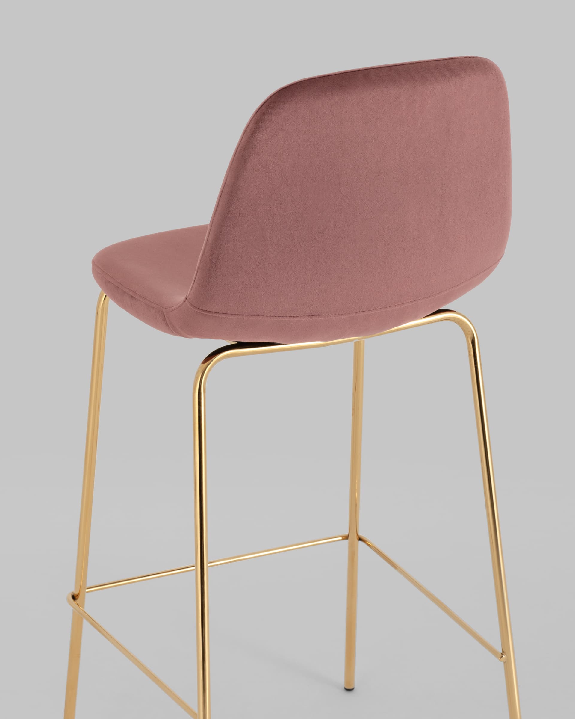 Стул барный Валенсия SN велюр пыльно-розовый золотые ножки — изображение 9