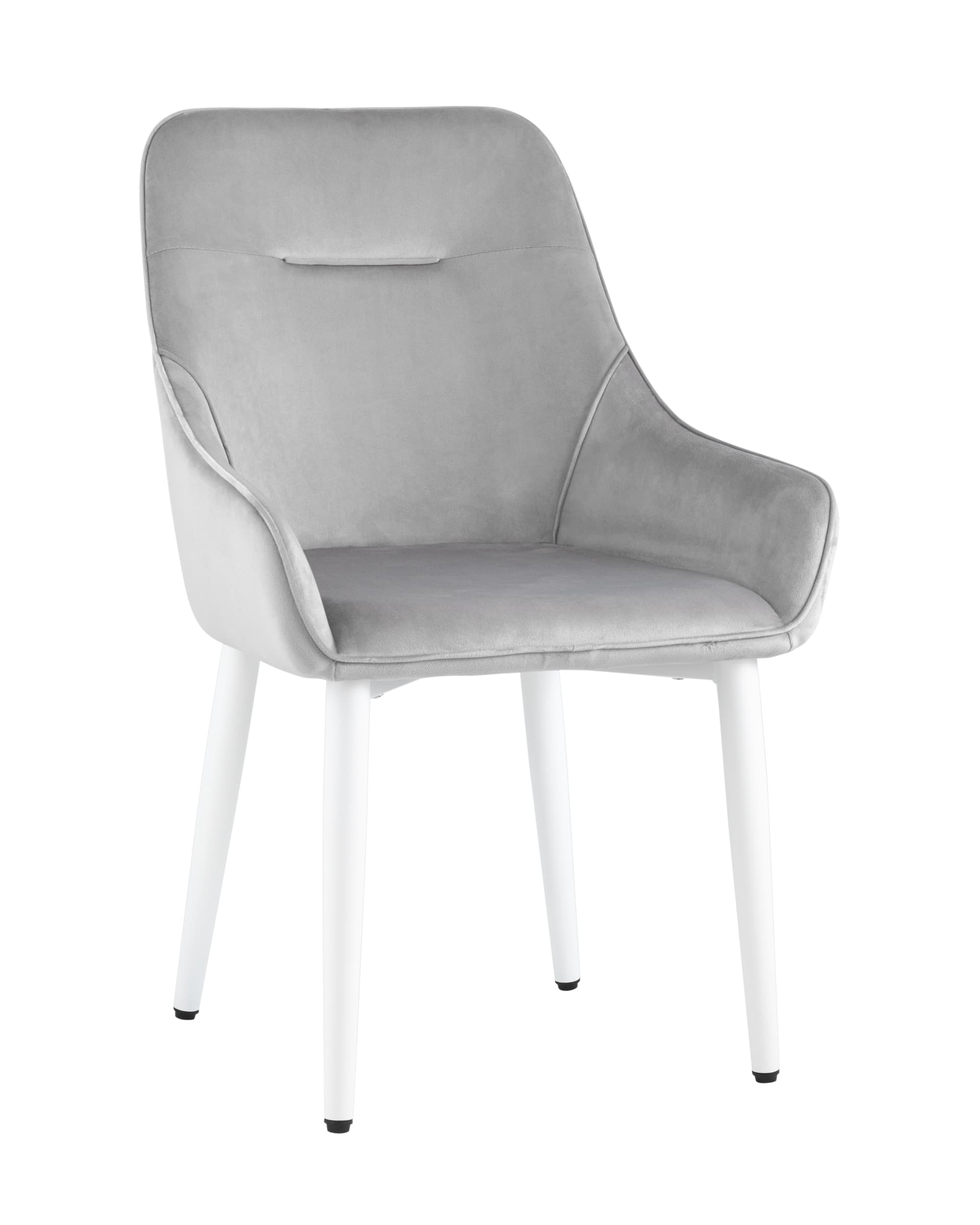 Стул Диана велюр серый ножки белые