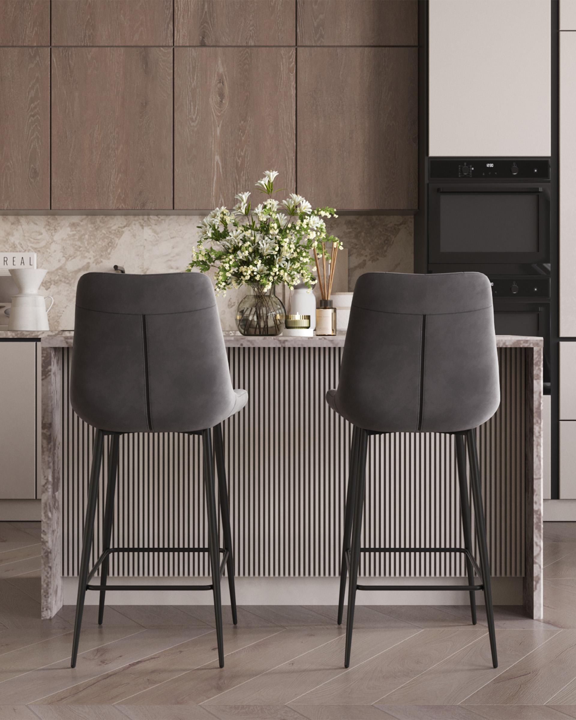 Стул барный Флекс велюр серый — изображение 4