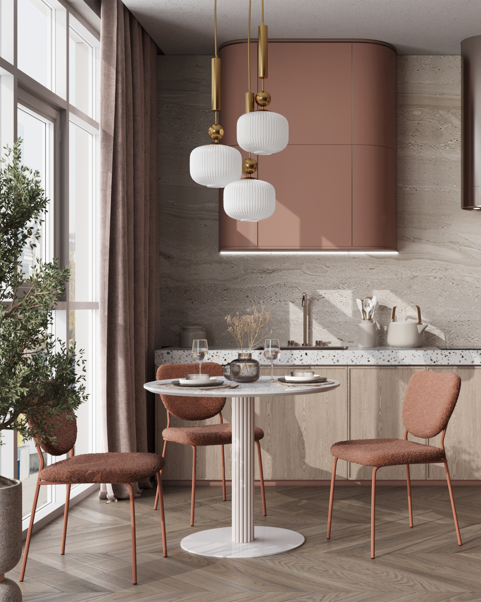 Стул обеденный Gigi коричневый букле розовые ножки — изображение 4