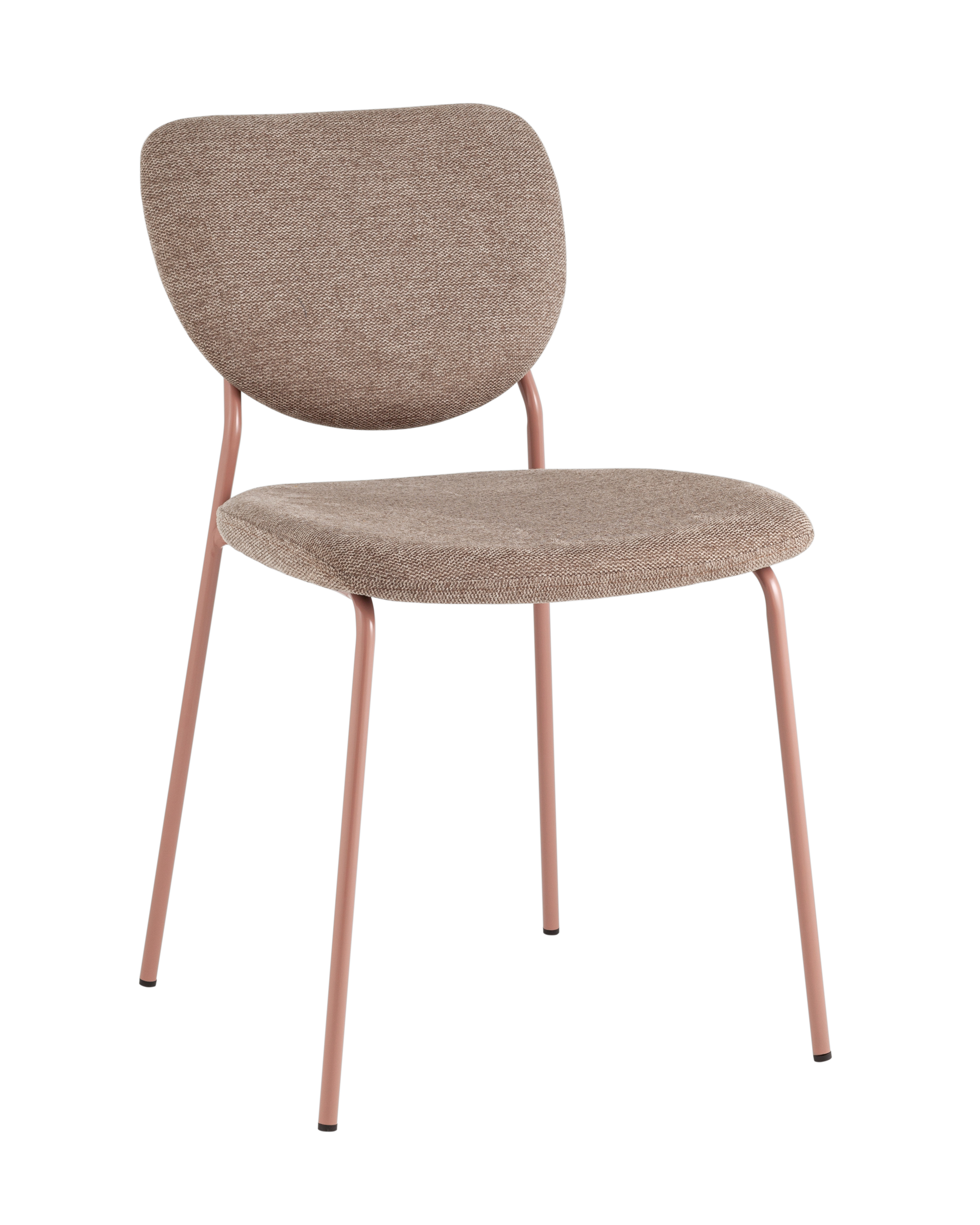 Стул обеденный Gigi шенилл коричневый розовые ножки