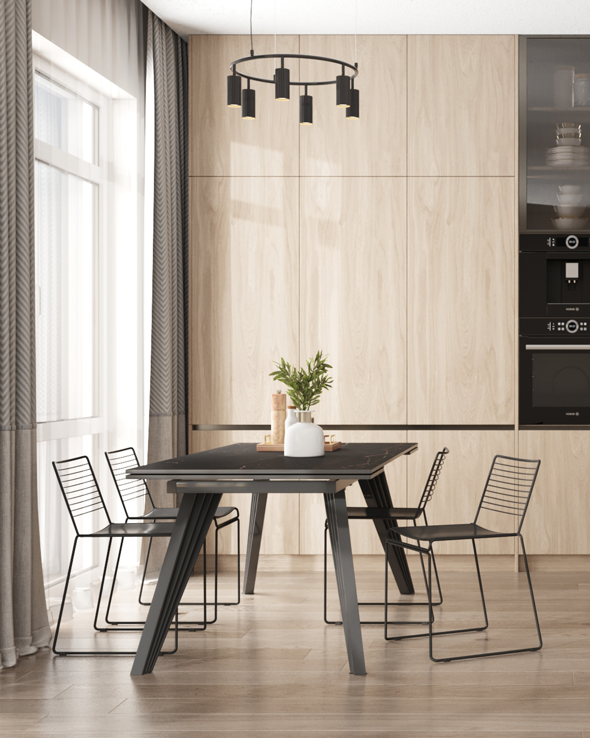 Стол обеденный Пандора раскладной 180-280*90 керамика темная — изображение 4