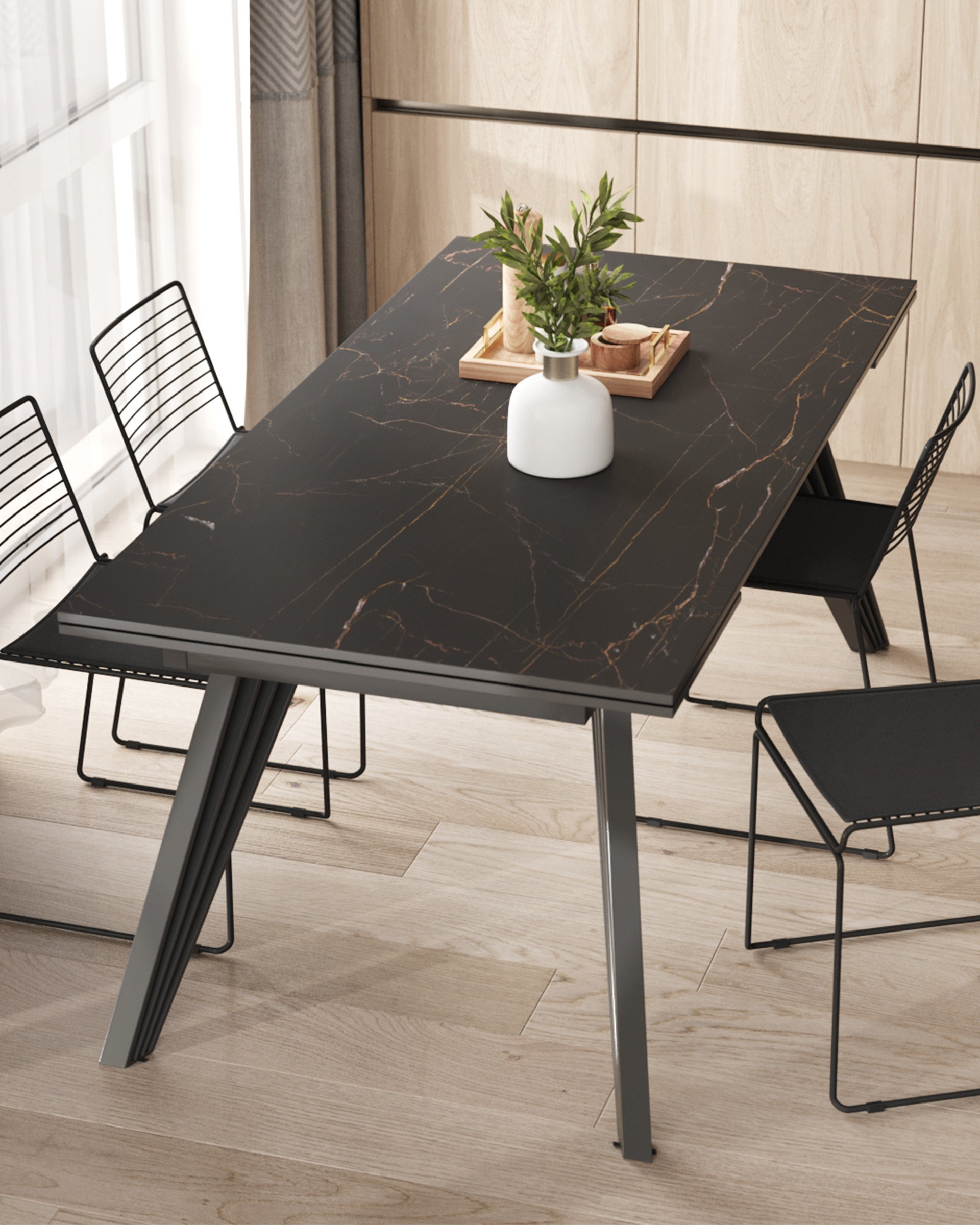 Стол обеденный Пандора раскладной 180-280*90 керамика темная — изображение 3