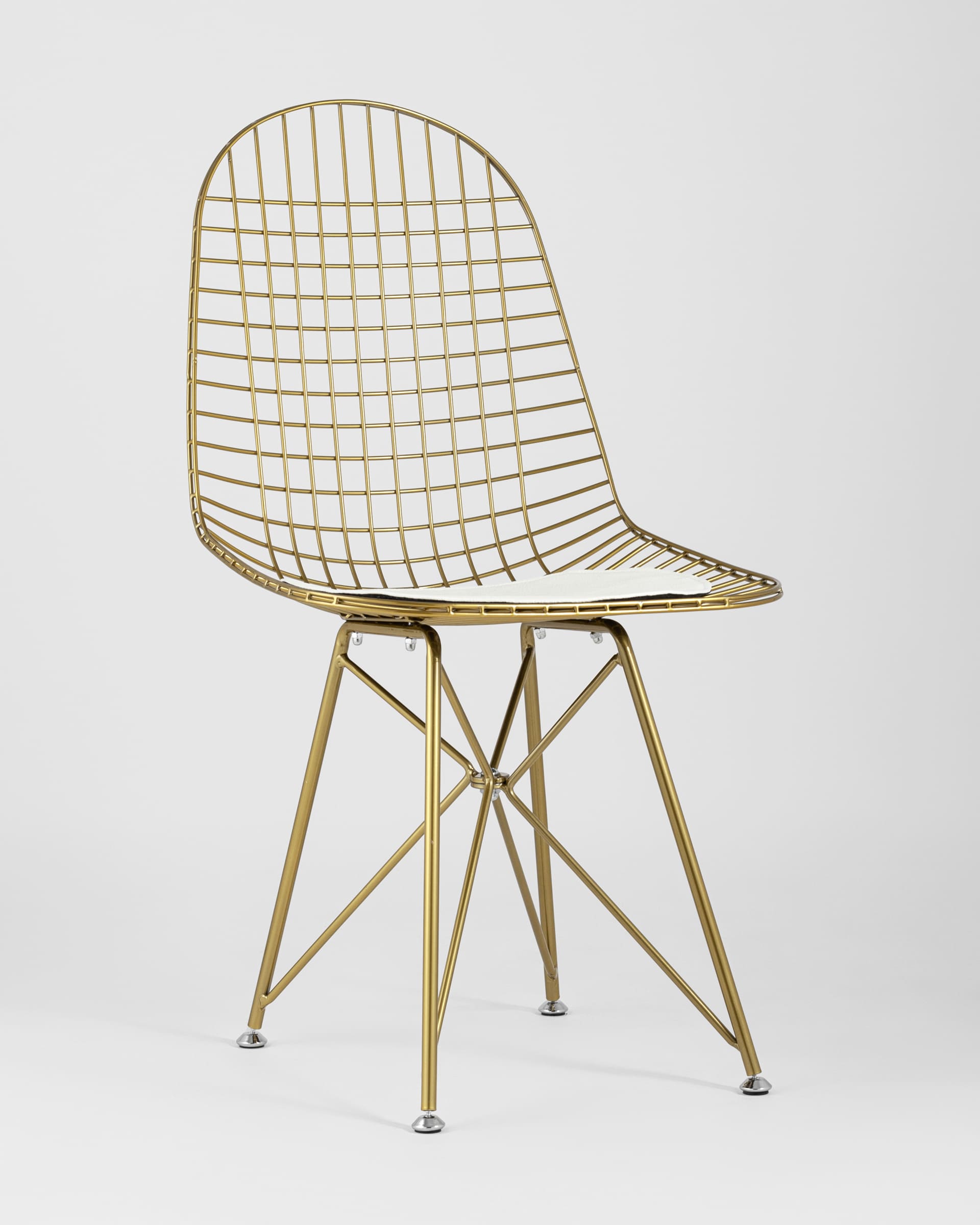 Стул обеденный Eiffel золотой с белой подушкой — изображение 2