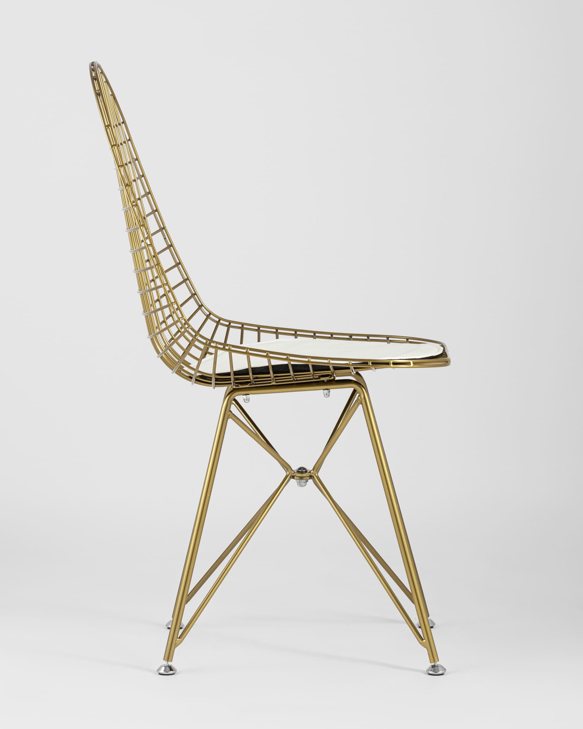 Стул обеденный Eiffel золотой с белой подушкой — изображение 8