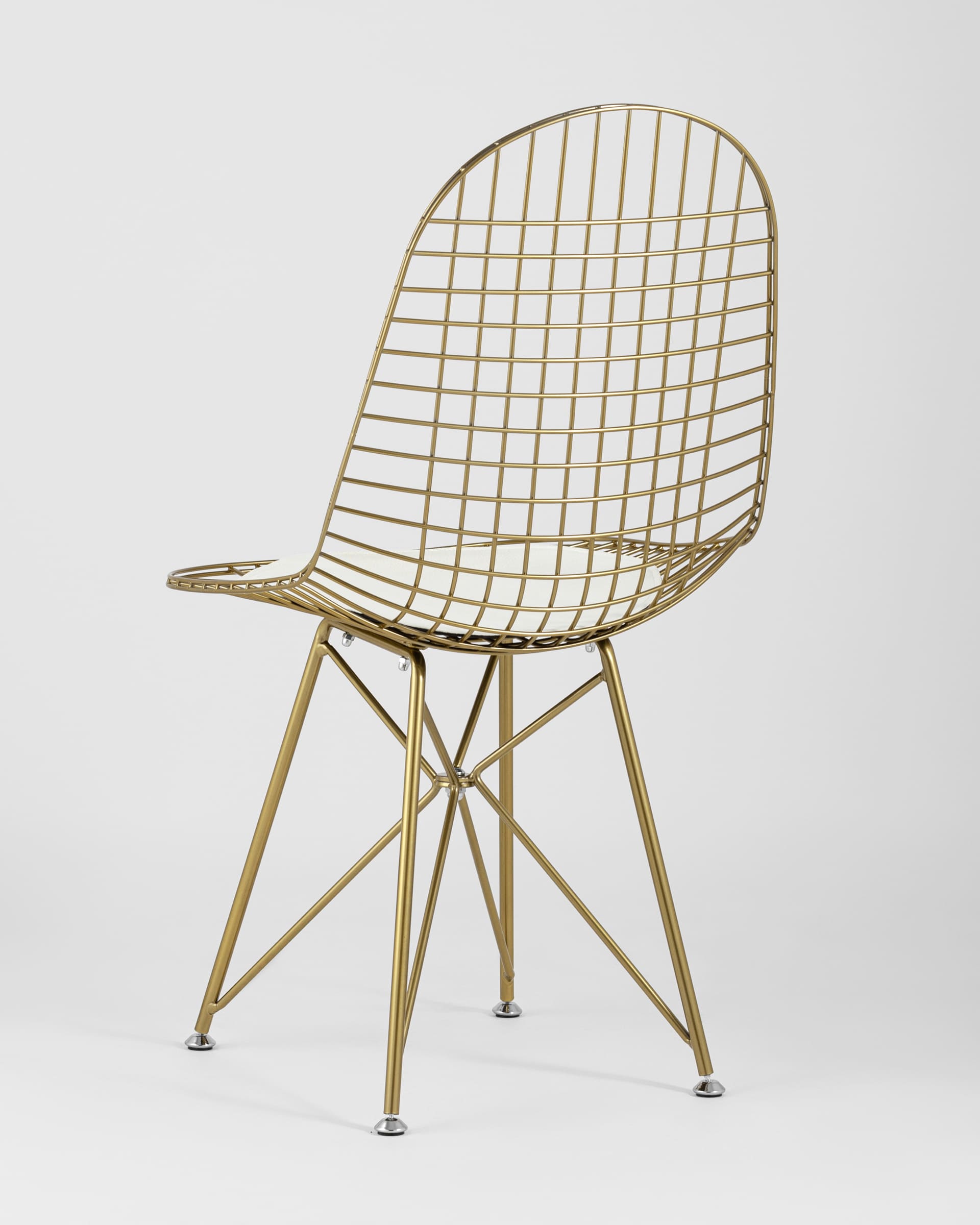 Стул обеденный Eiffel золотой с белой подушкой — изображение 10