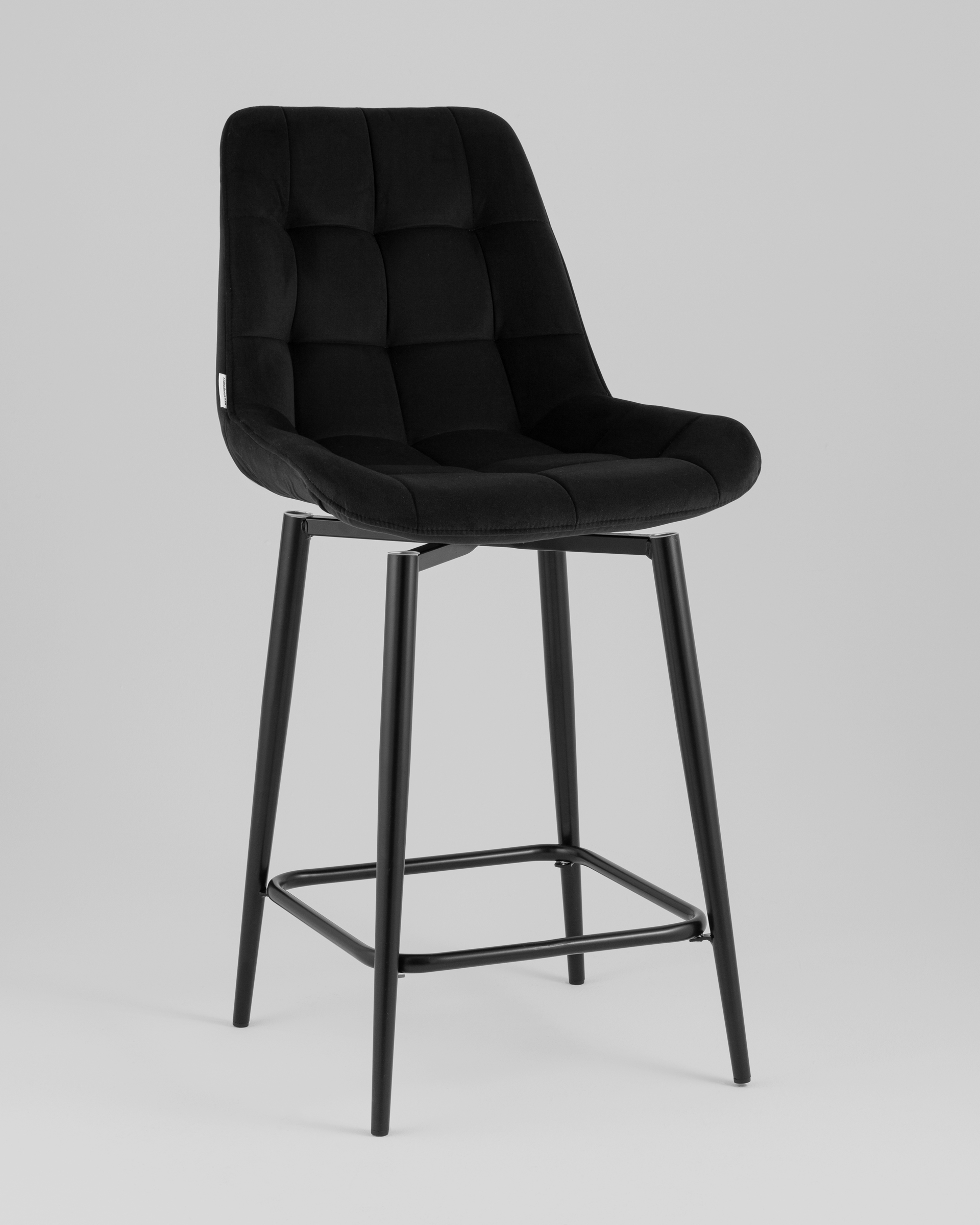 Стул полубарный Флекс с поворотным механизмом велюр черный — изображение 2