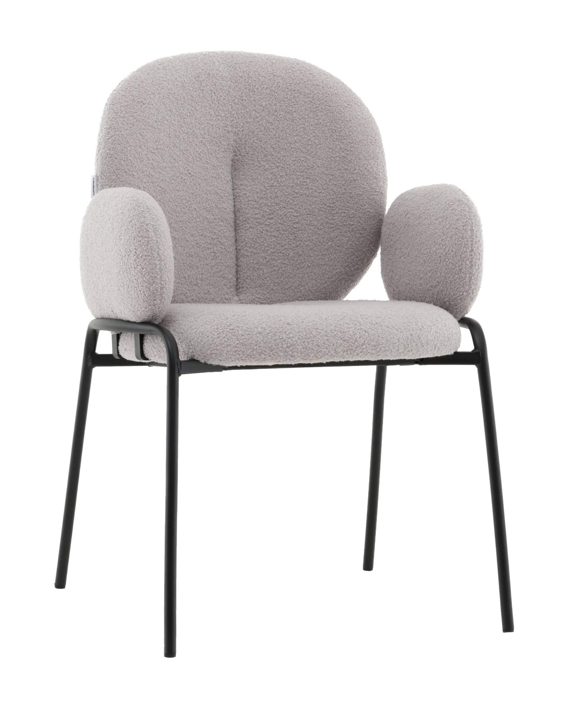 Стул с подлокотниками Моллек букле светло-серый