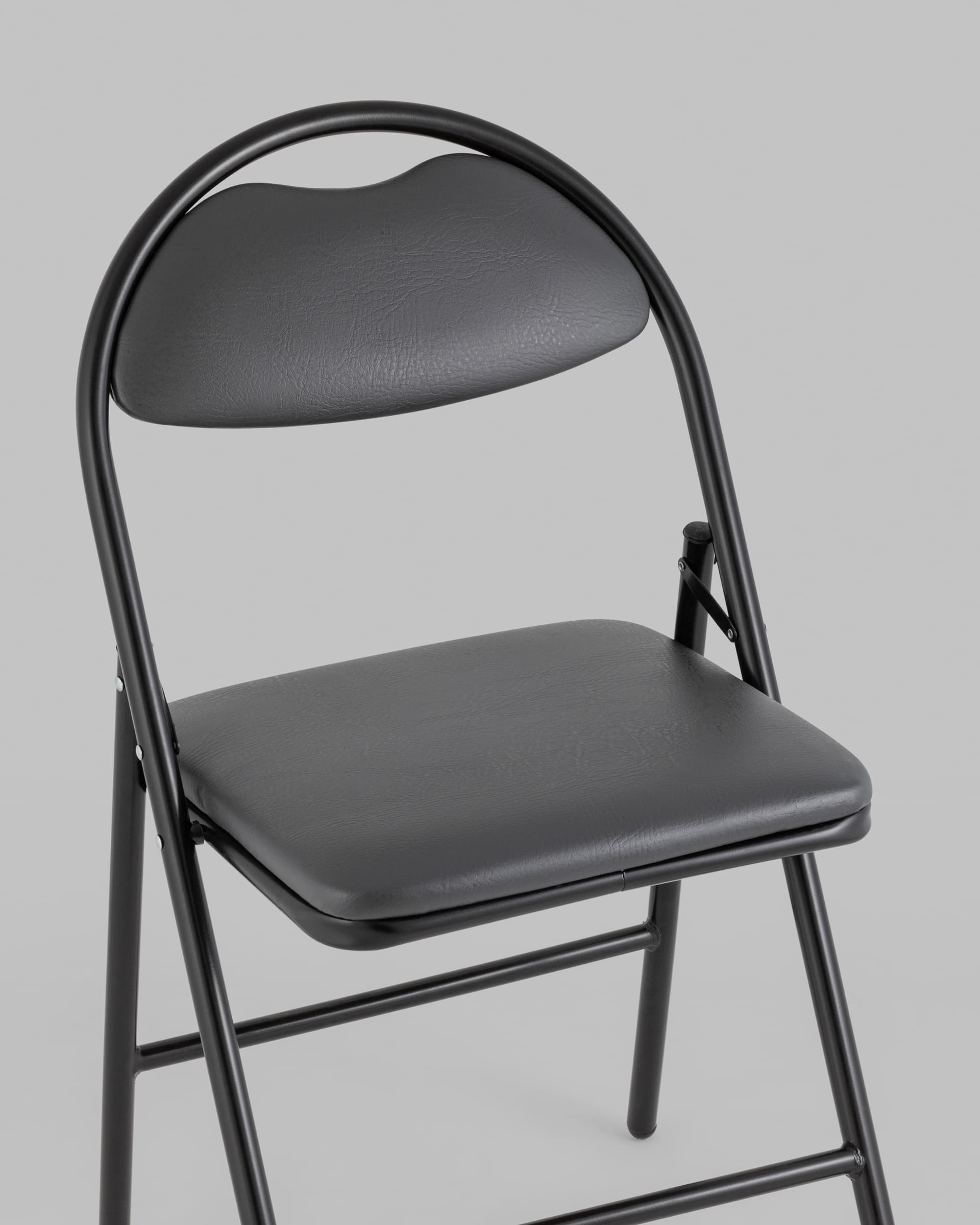 Стул складной Hagen экокожа серый каркас черный — изображение 8