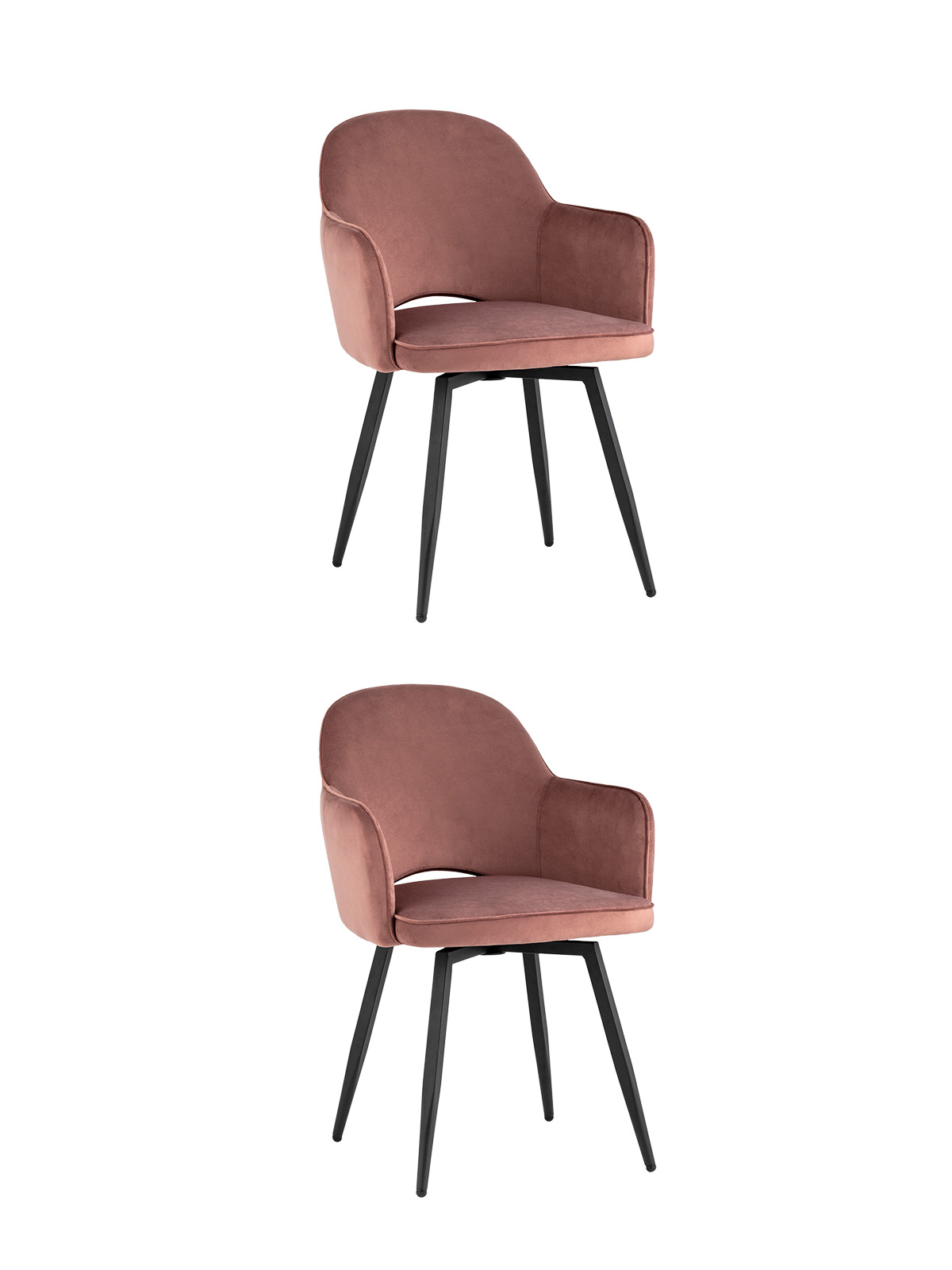 Стул Венера вращающийся велюр пыльно-розовый 2 шт