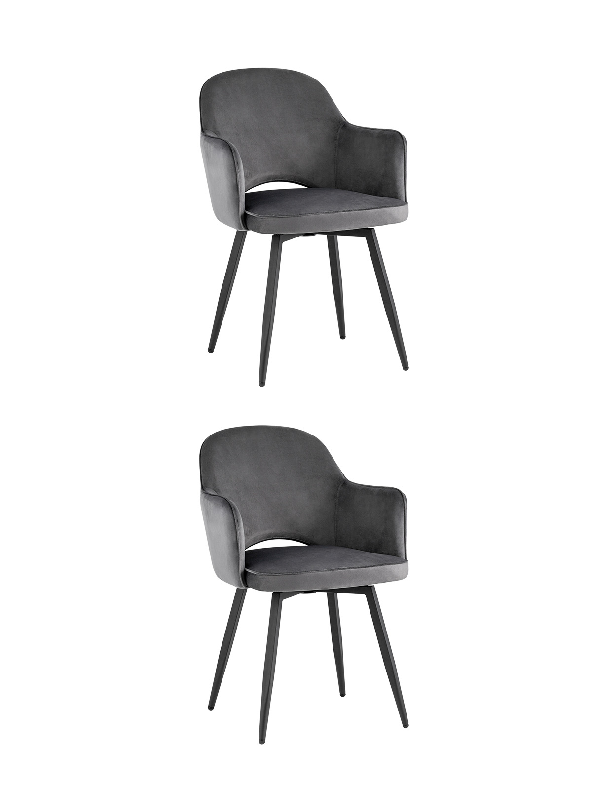 Стул Венера вращающийся велюр серый 2 шт