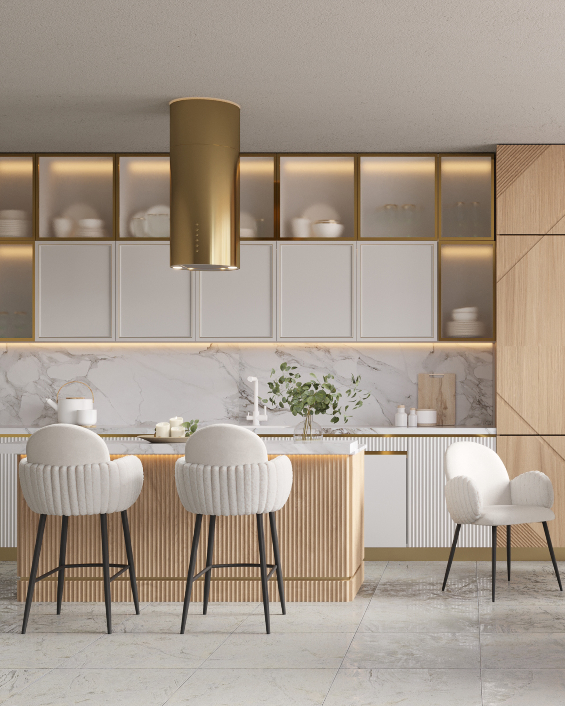 Стул полубарный Wave Stripes букле белый — изображение 4