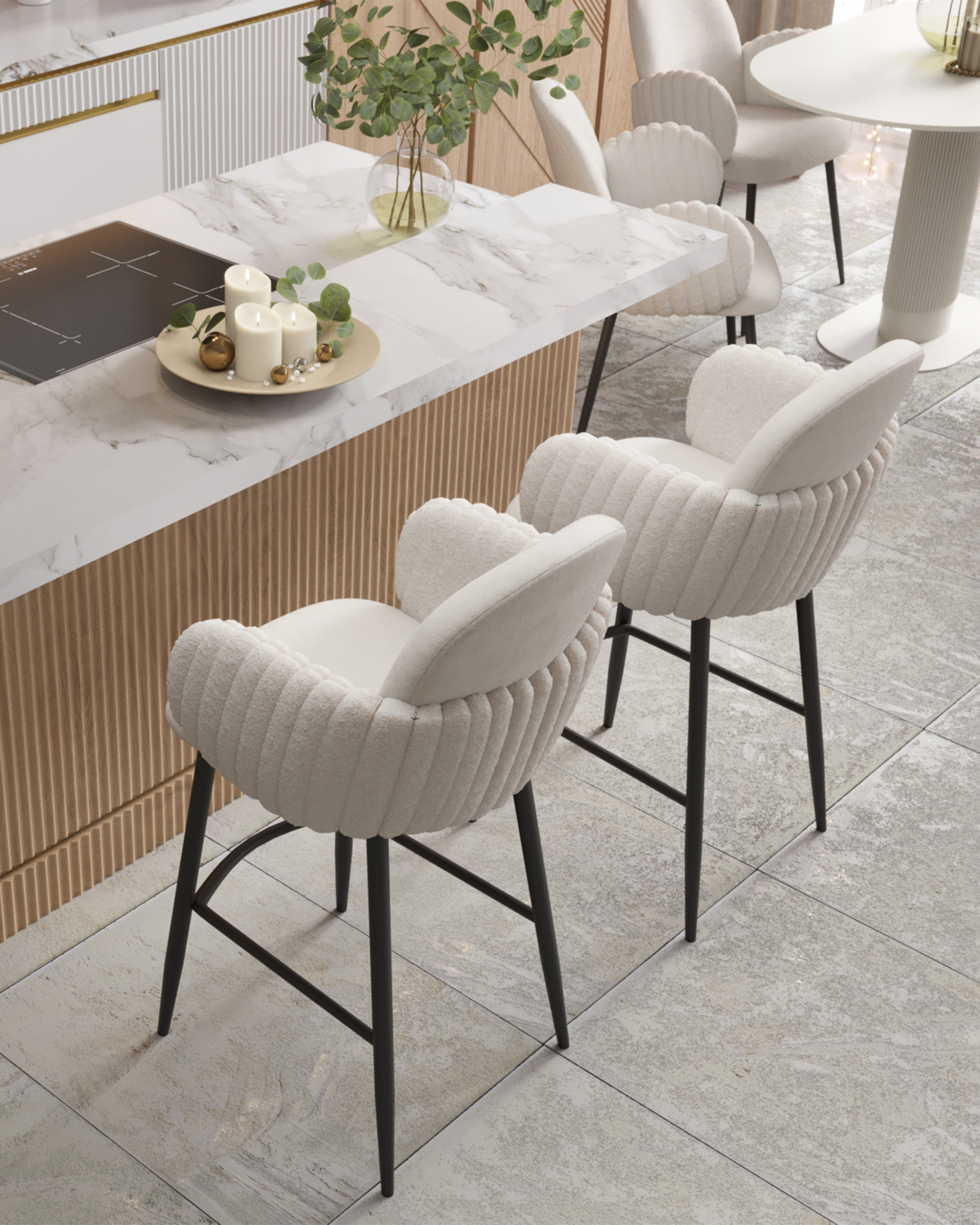 Стул полубарный Wave Stripes букле белый — изображение 3