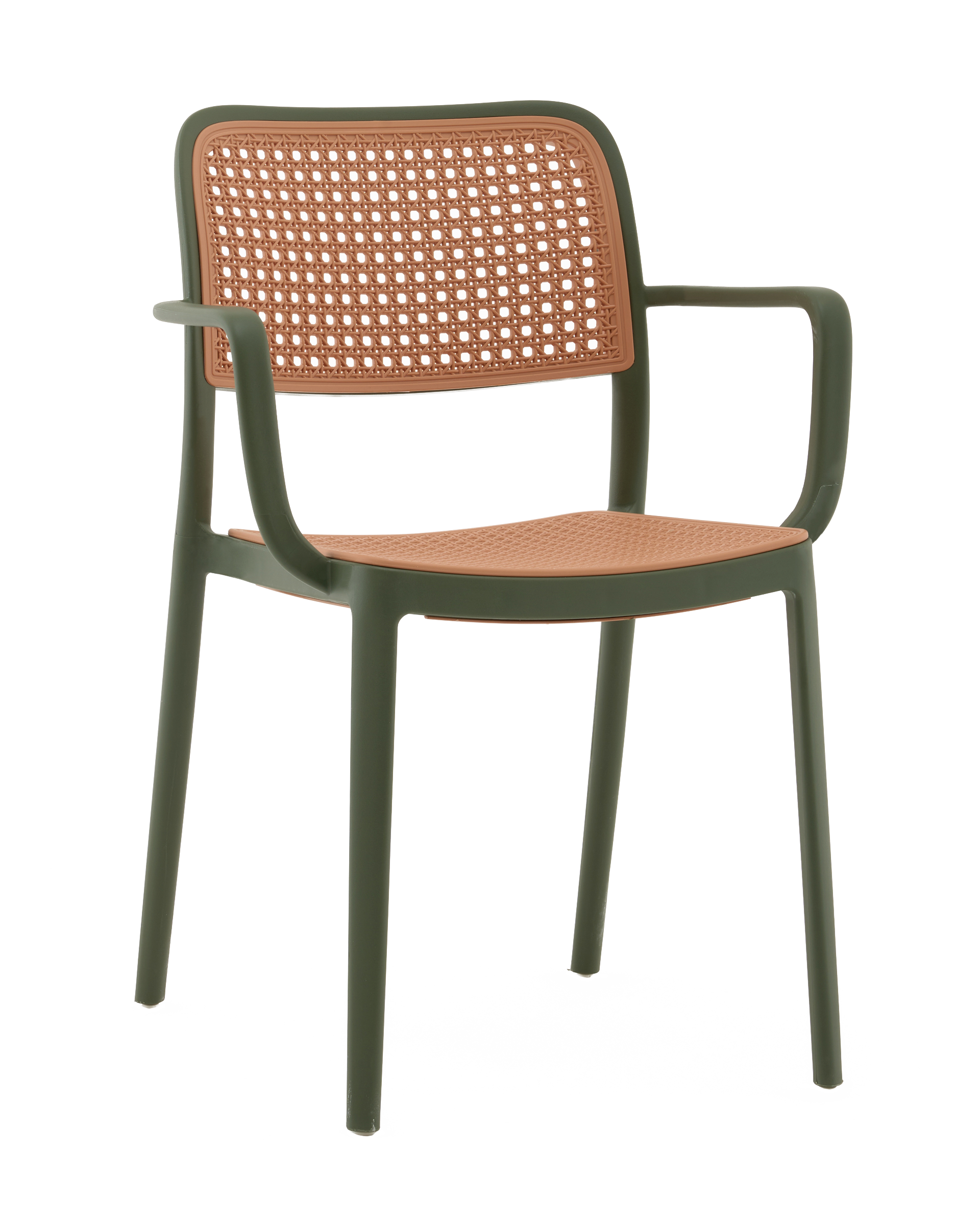 Стул Yona пластиковый с подлокотниками зелёный