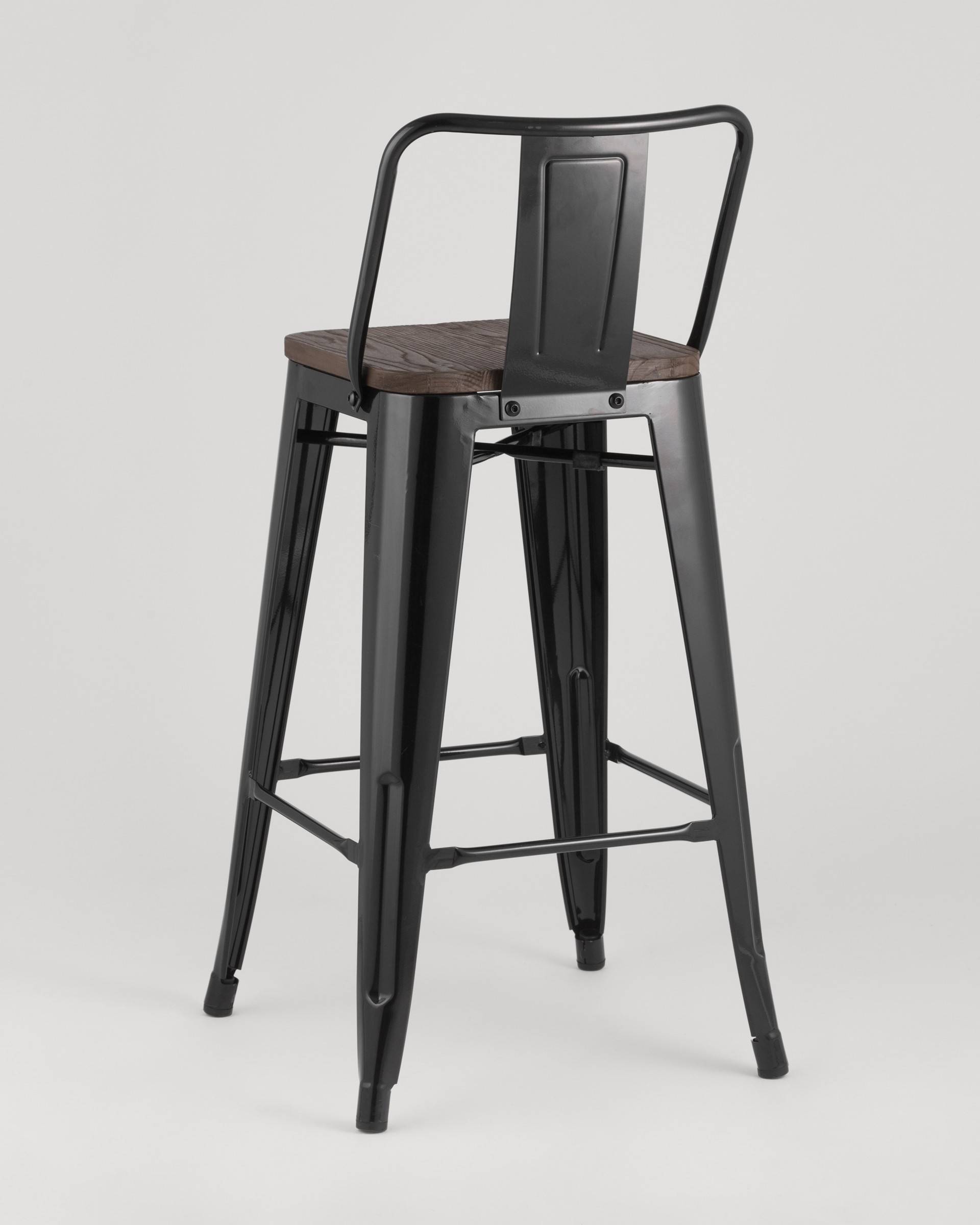 Стул полубарный TOLIX WOOD со спинкой черный глянцевый — изображение 7