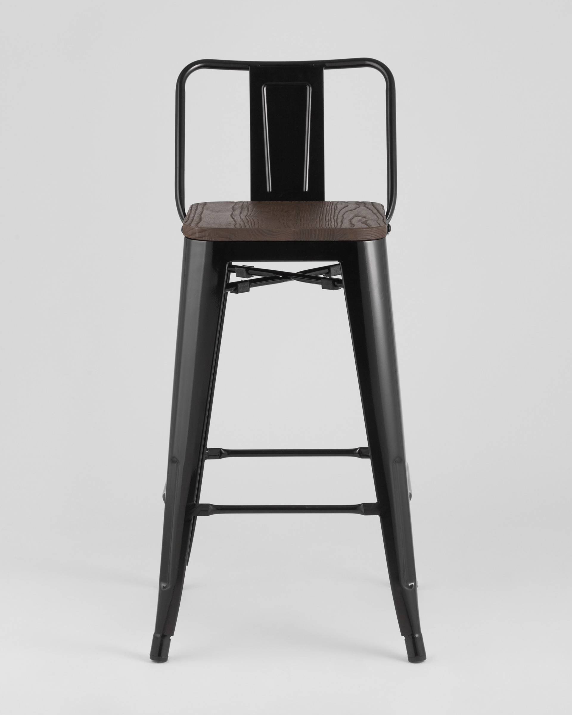 Стул полубарный TOLIX WOOD со спинкой черный глянцевый — изображение 4