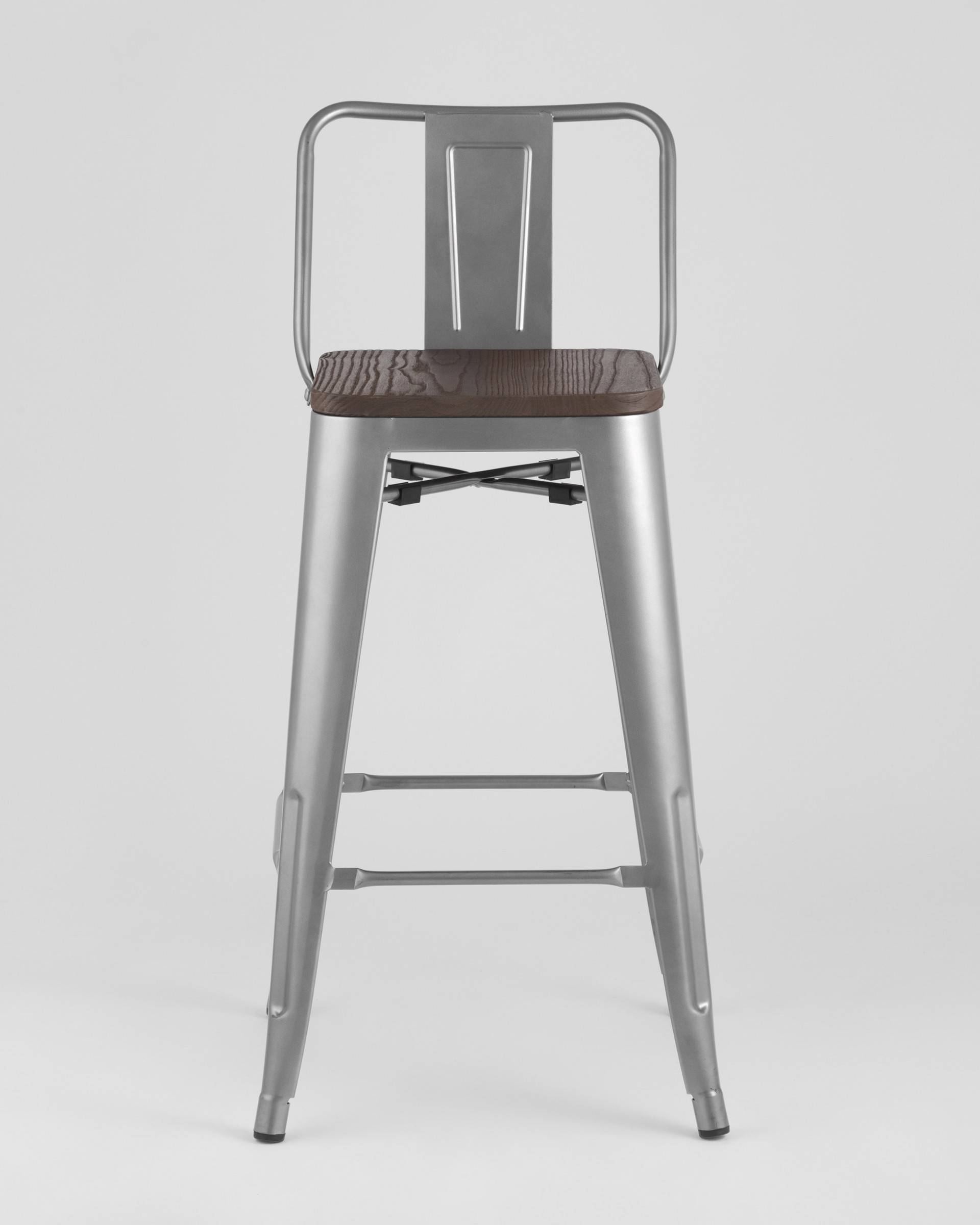 Стул полубарный TOLIX WOOD со спинкой серебристый матовый — изображение 4
