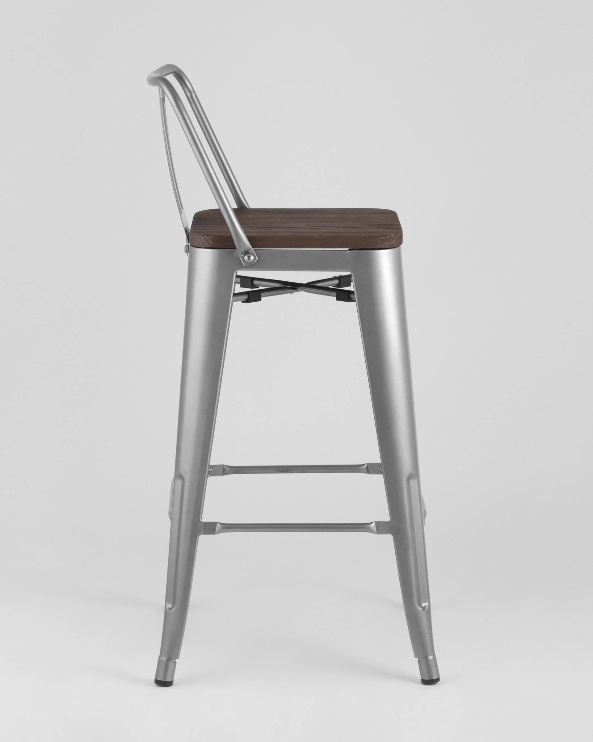 Стул полубарный TOLIX WOOD со спинкой серебристый матовый — изображение 5