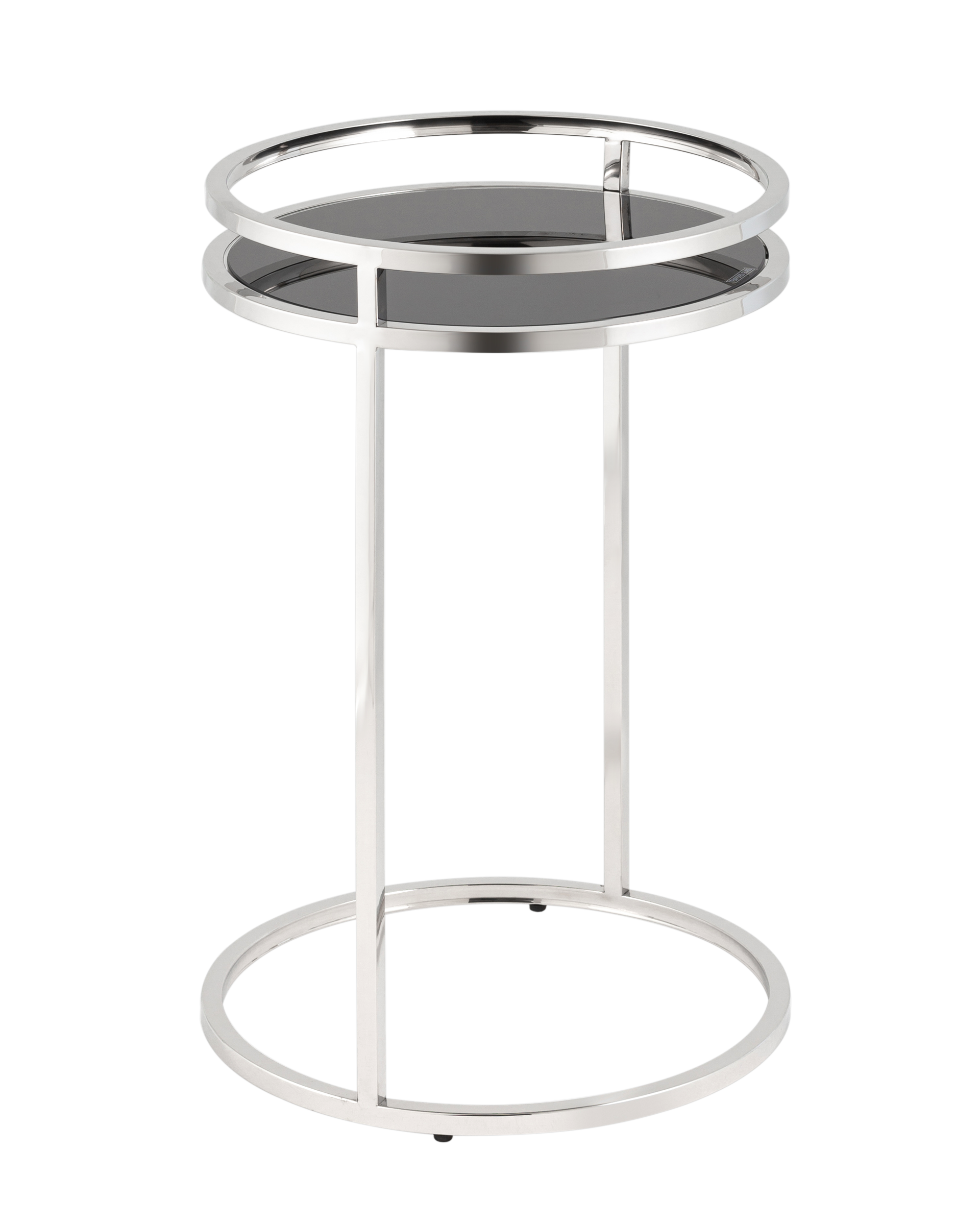 Журнальный столик Гестия 41*60см стекло черное сталь серебро