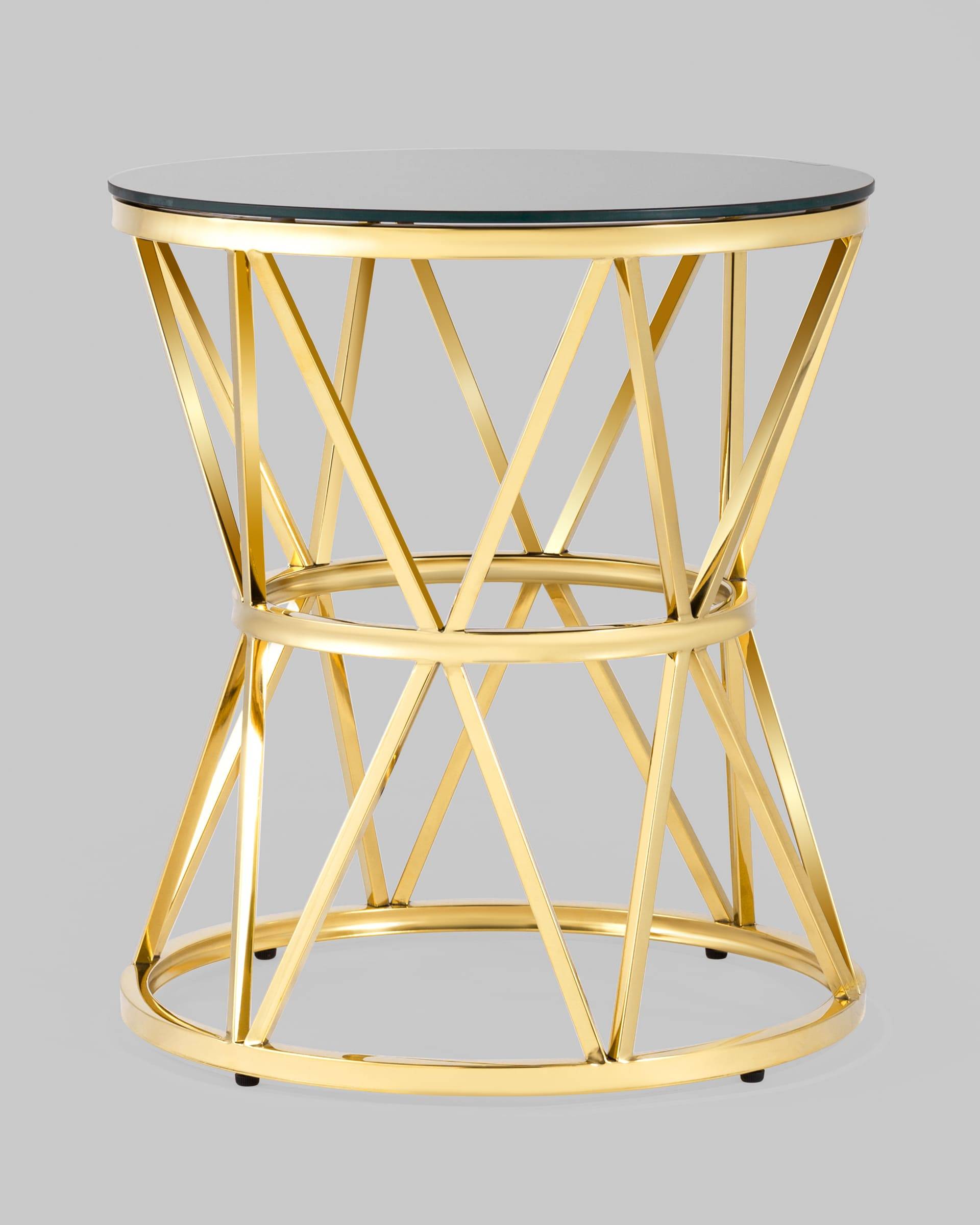 Журнальный стол 50*50 ВИВА золото стекло черное — изображение 2