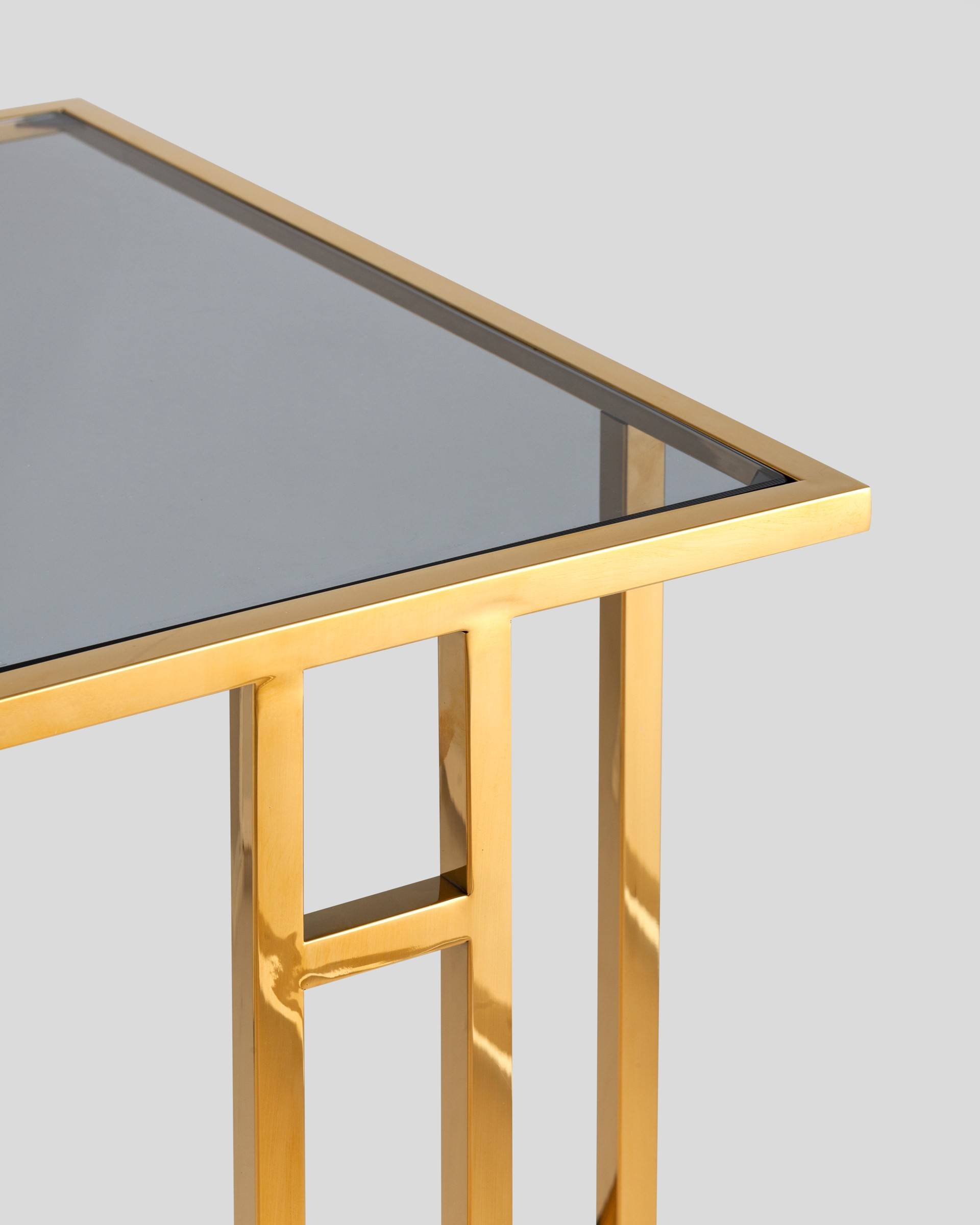 Журнальный столик 50*32 БОСТОН стекло smoke сталь золото — изображение 6