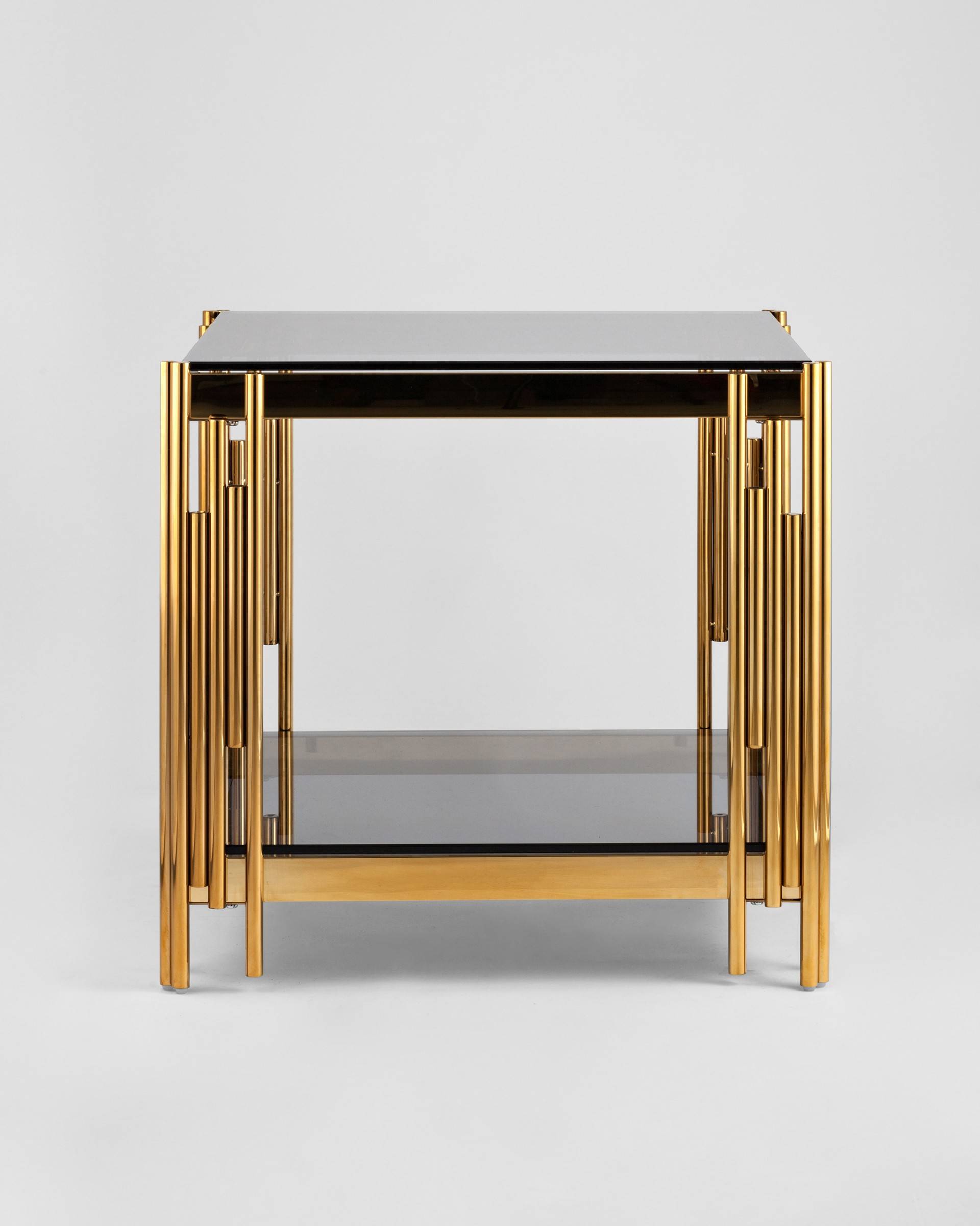 Журнальный столик 55*55 ГЭТСБИ золото стекло smoke — изображение 6