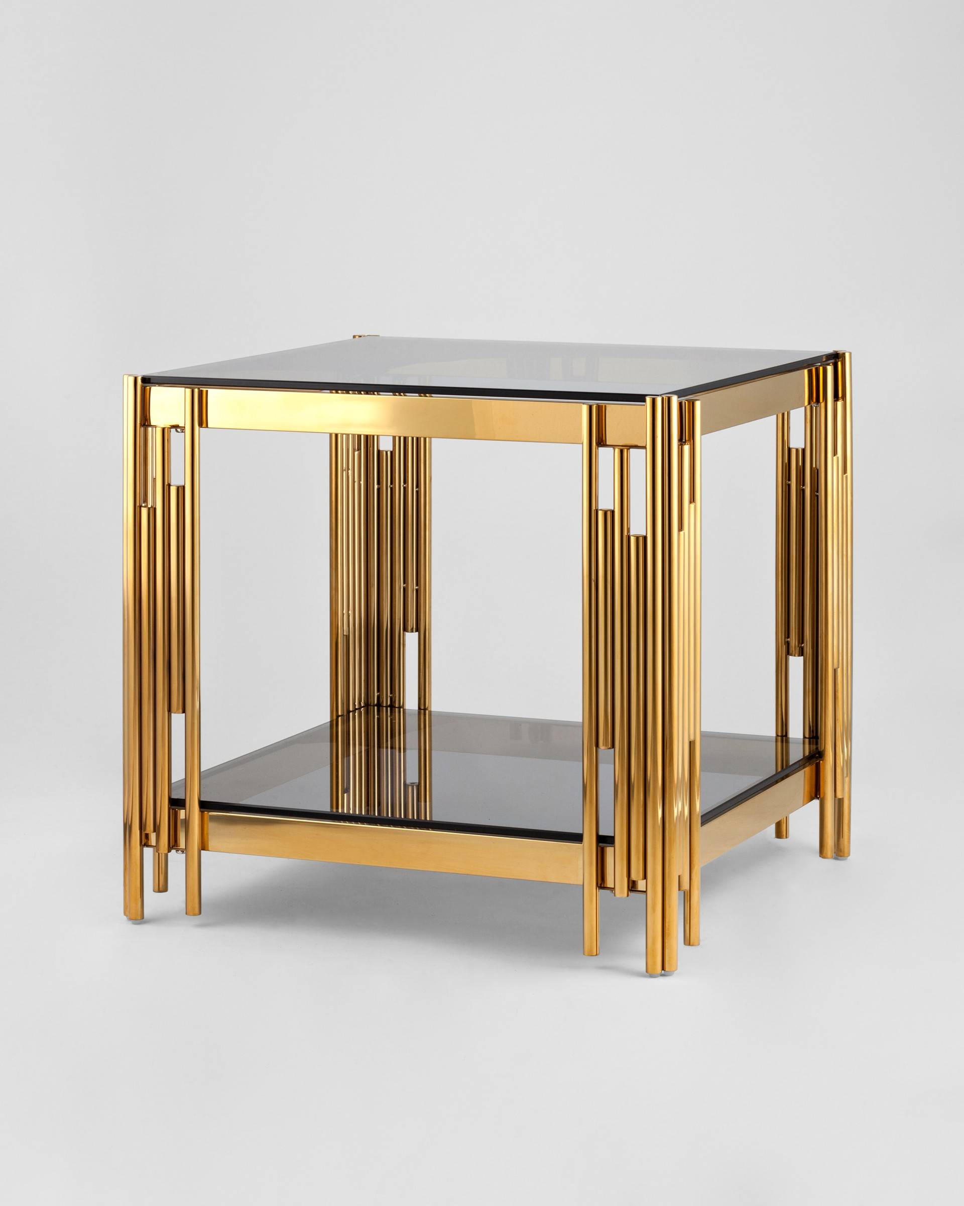 Журнальный столик 55*55 ГЭТСБИ золото стекло smoke — изображение 2