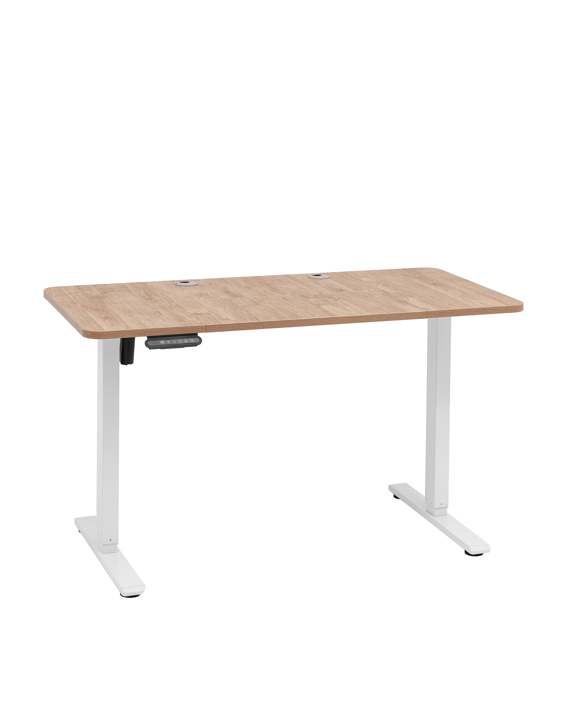 Стол с регулировкой высоты, 1 мотор, память 3 уровня высоты,белый, 120*60 см, светлое дерево