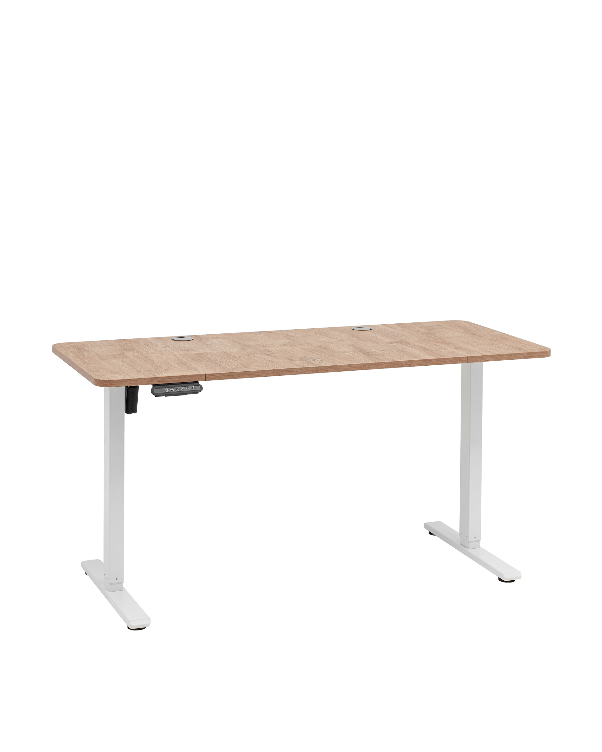 Стол с регулировкой высоты, 1 мотор, память 3 уровня высоты,белый, 140*60 см, светлое дерево