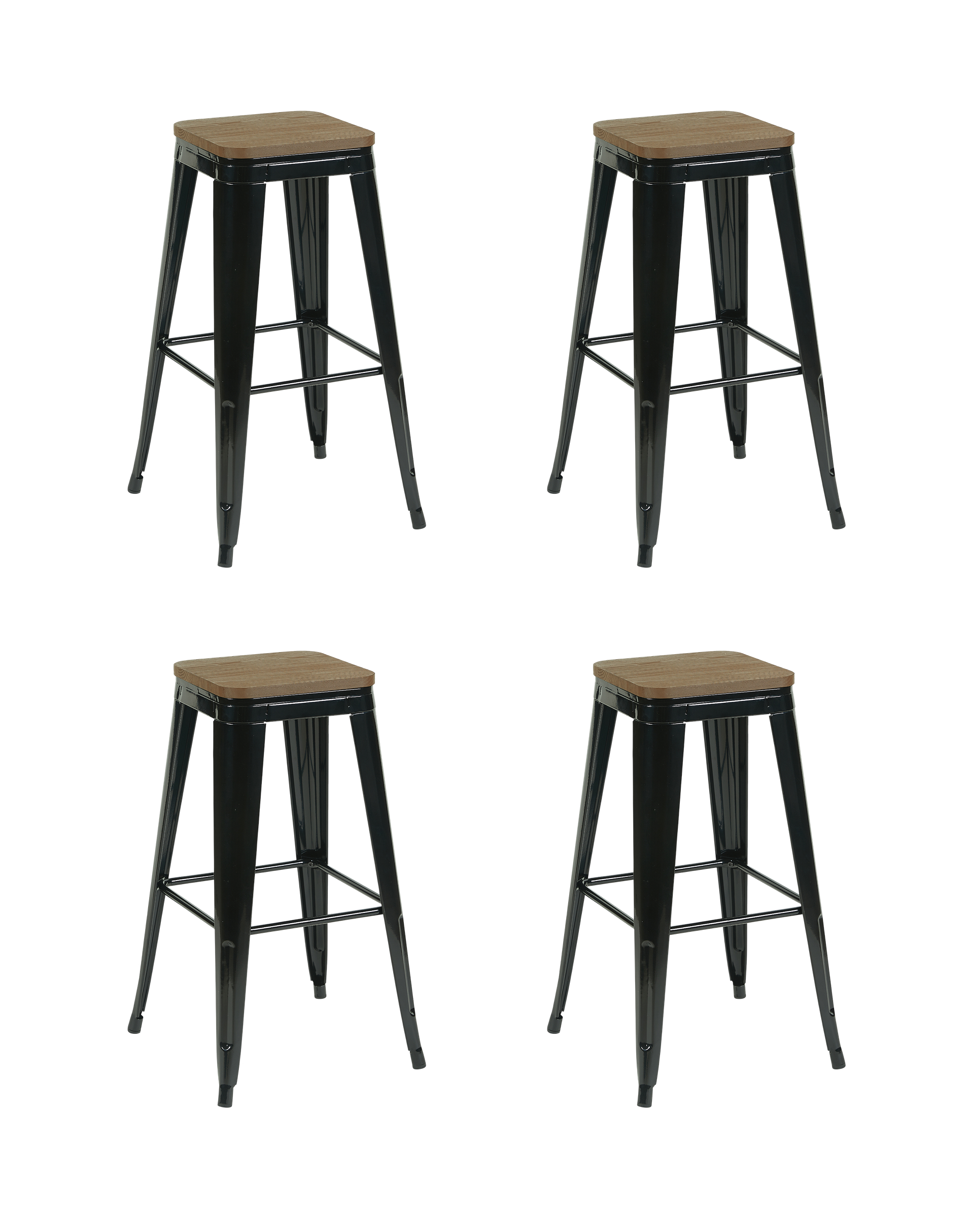 Стул барный TOLIX черный глянцевый + темное дерево KD 4 шт.